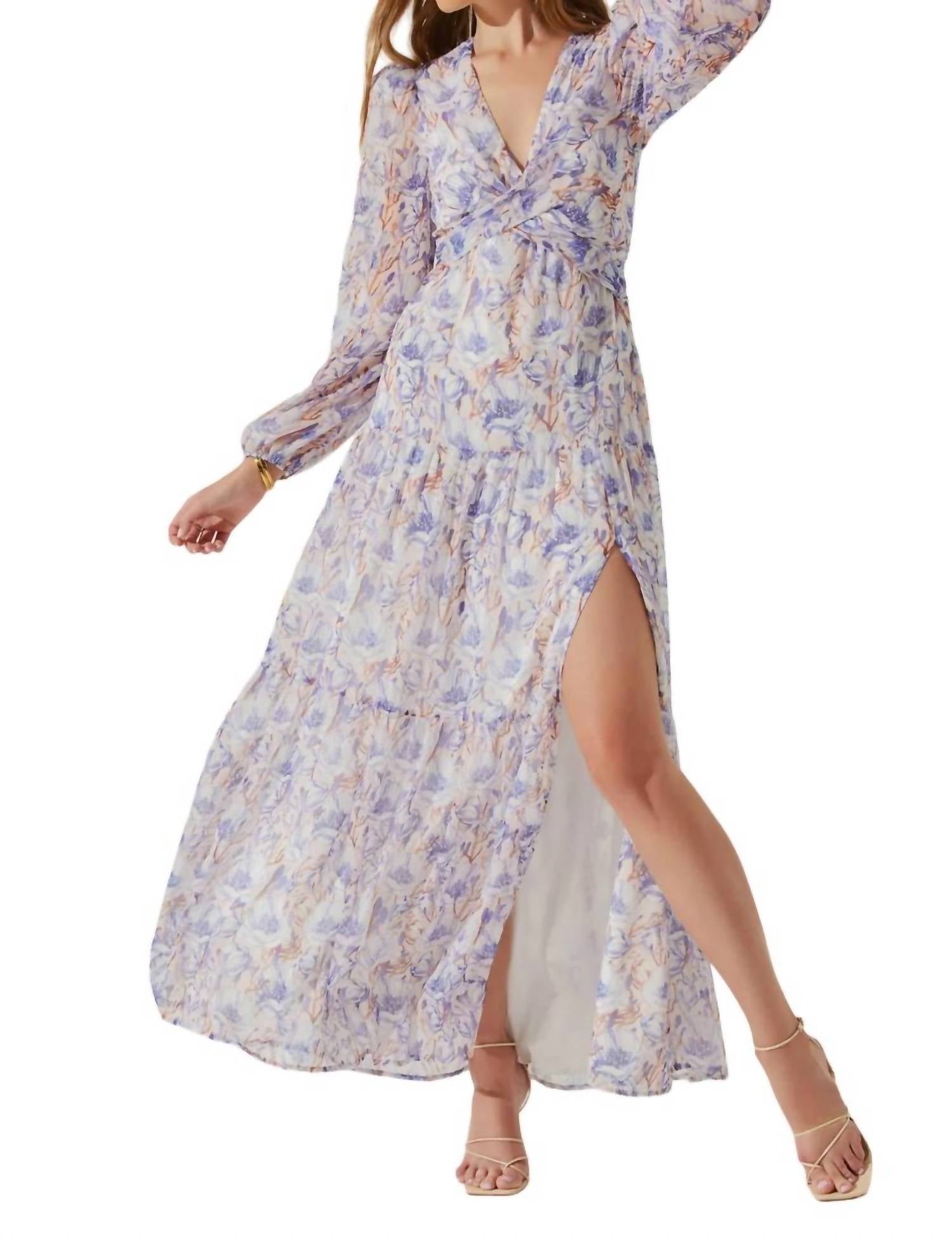 Astr Seona Maxi Dress In Blue Floral