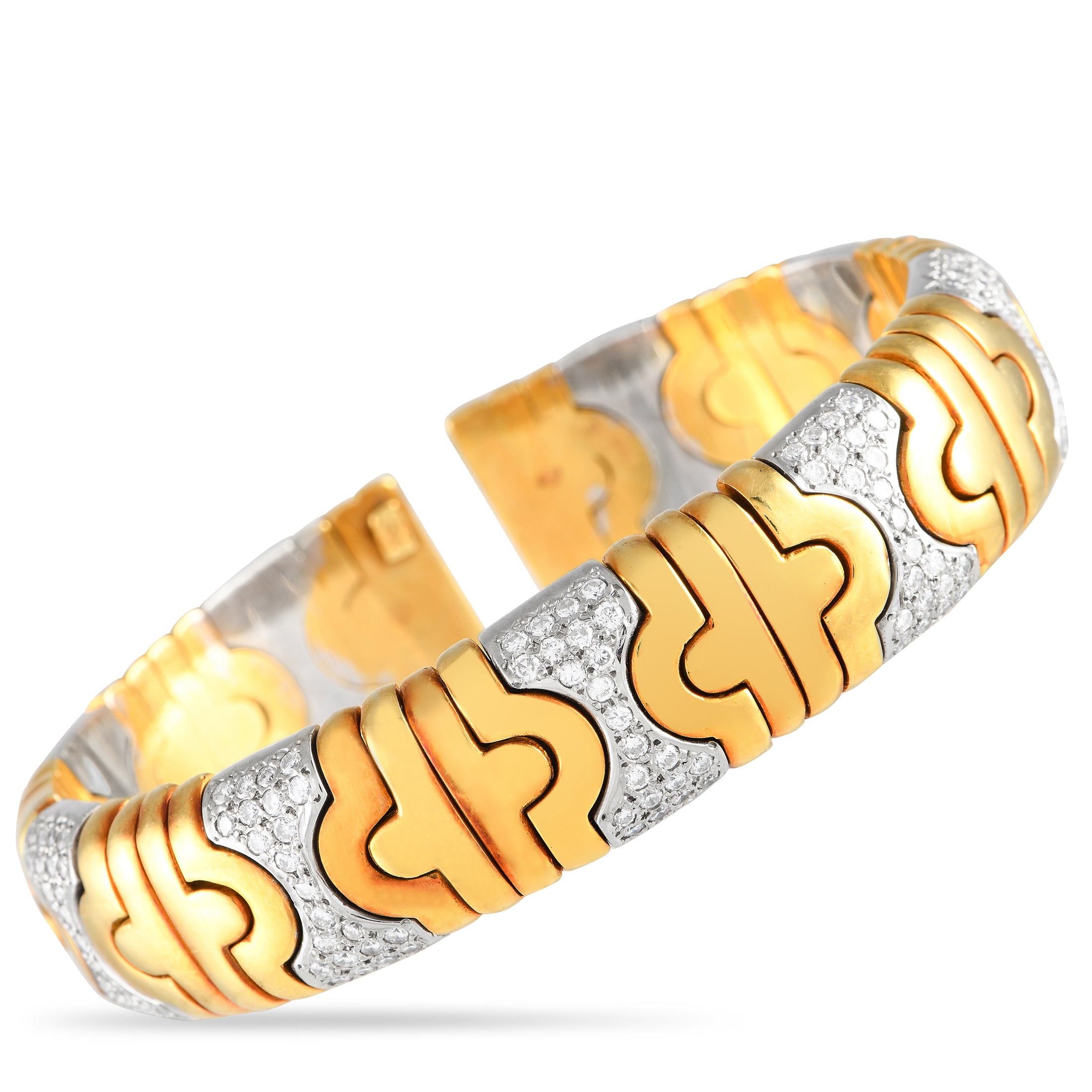 Non Branded Lb Exclusive 18k Yellow Gold 2.50ct Diamond Bangle Bracelet Mf08-052424