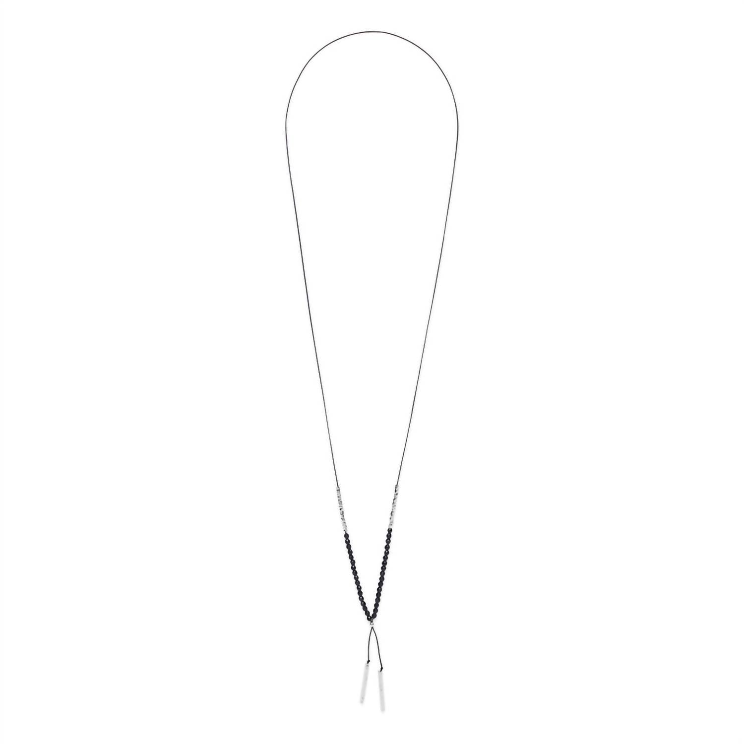 Gorjana Power Gemstone Necklace In Silver And Black Onyx In Metallic