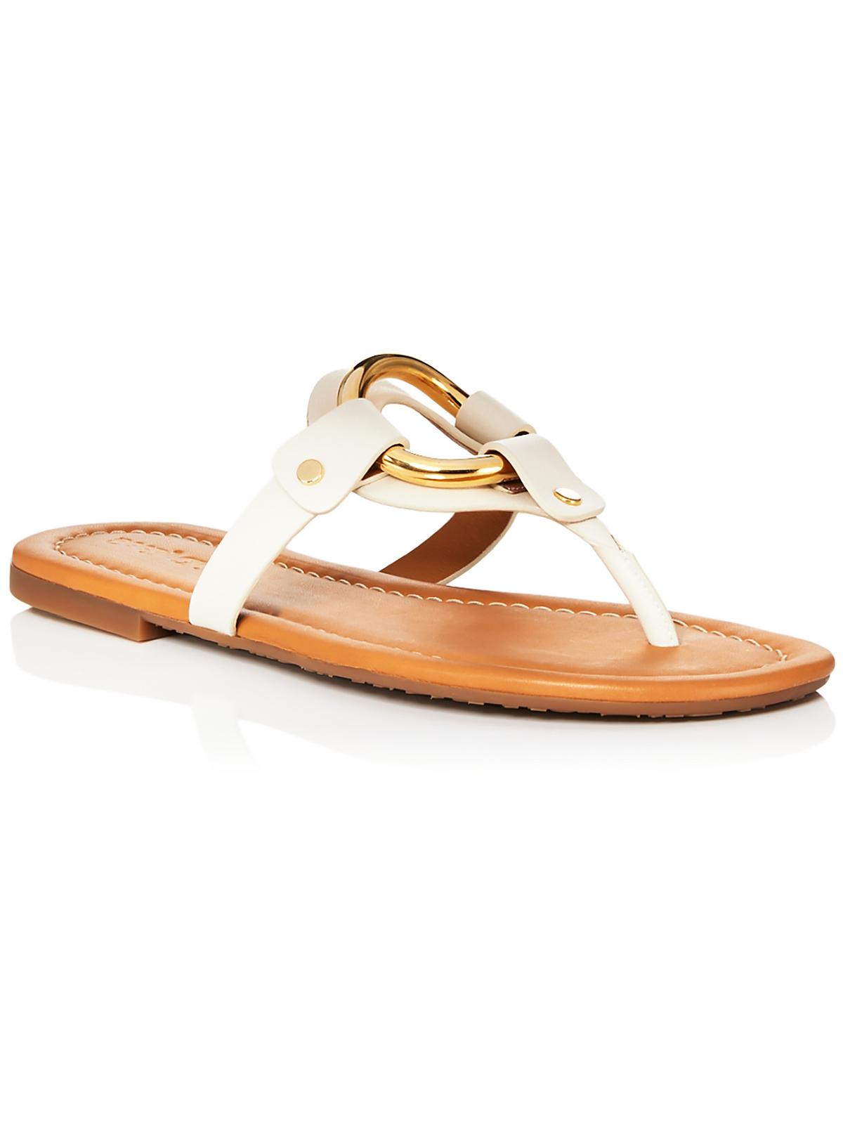 Shop See By Chloé Hana Womens Logo Leather Thong Sandals In White