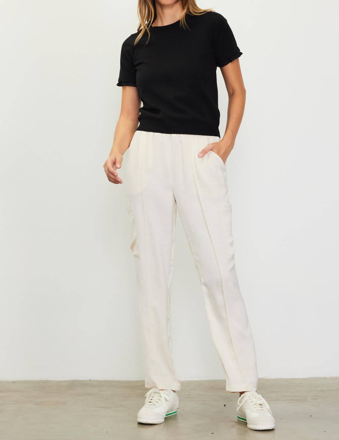 Shop Skies Are Blue Prim Silky Jogger In Oatmeal In White