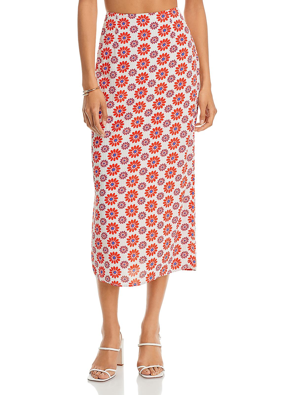 Rhode Womens Floral Print Split Hem Midi Skirt In Multi