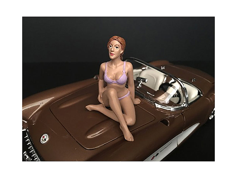 American Diorama September Bikini Calendar Girl Figurine For 1/18 Scale Models By  In Blue