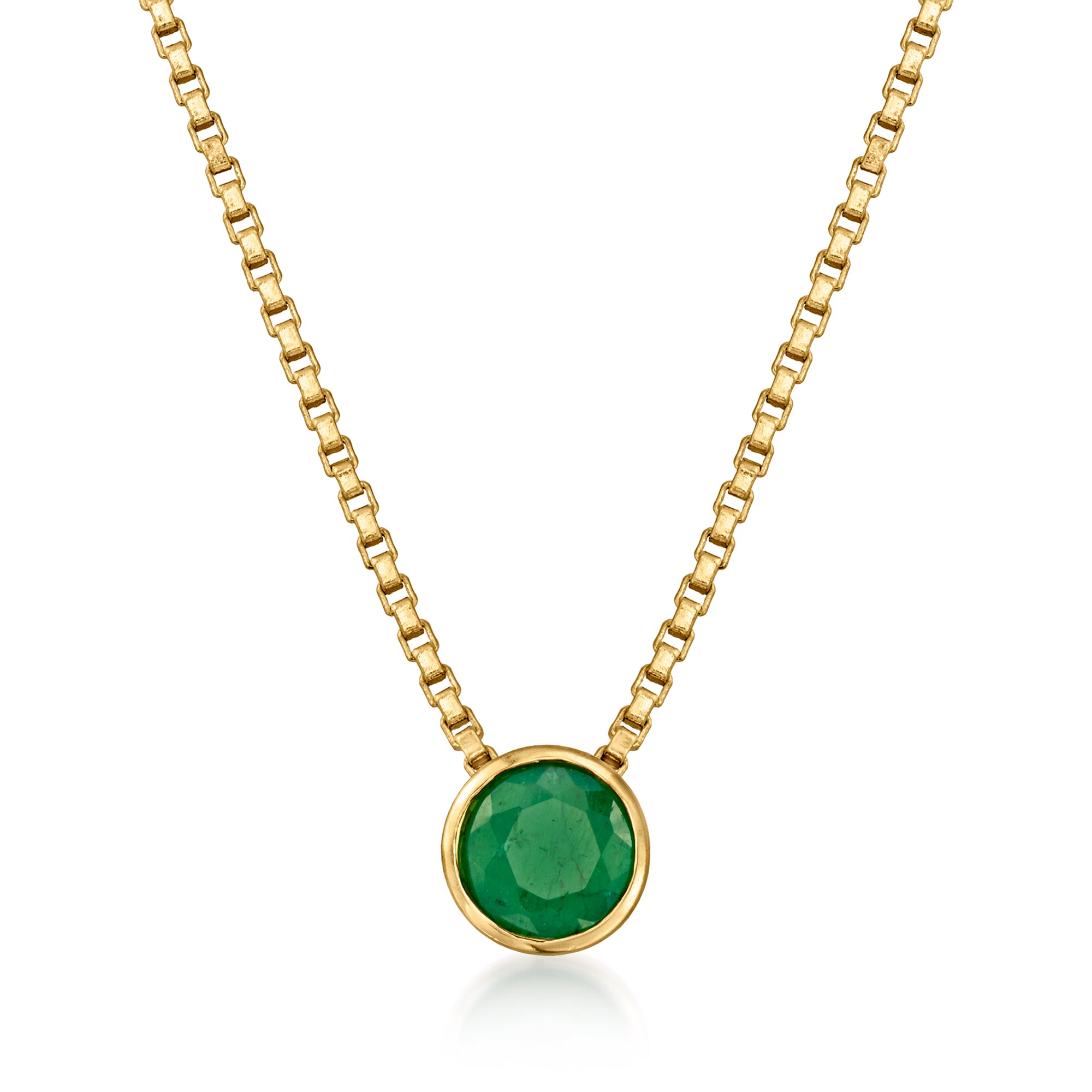 Ross-simons Emerald Necklace In 18kt Gold Over Sterling In Green