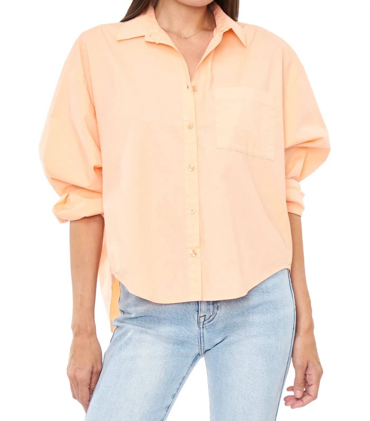 Shop Pistola Sloane Oversized Button Down Shirt In Sherbet In Yellow