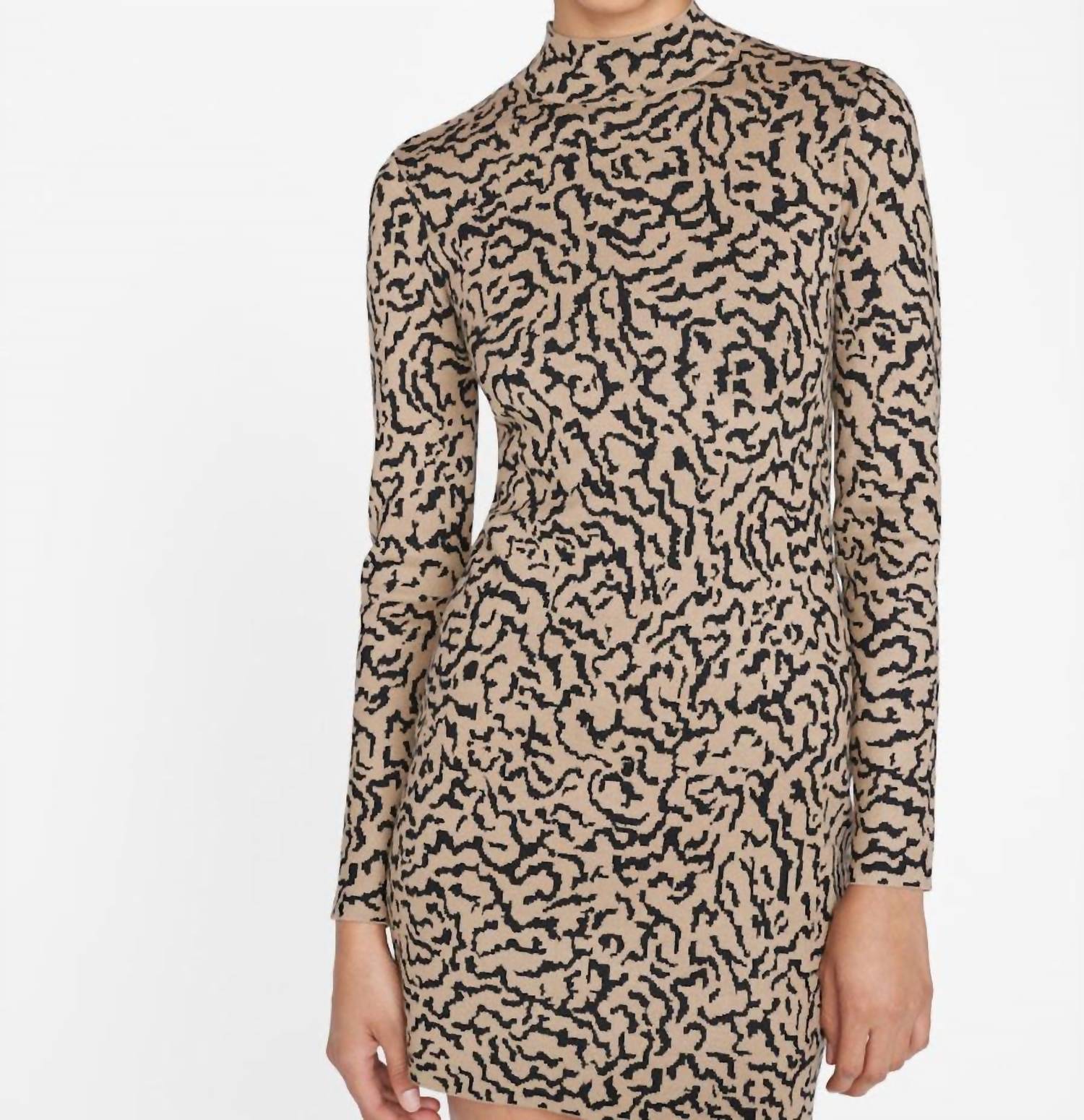 Shop Frame Jacquard Sweater Dress In Light Camel Multi In Grey