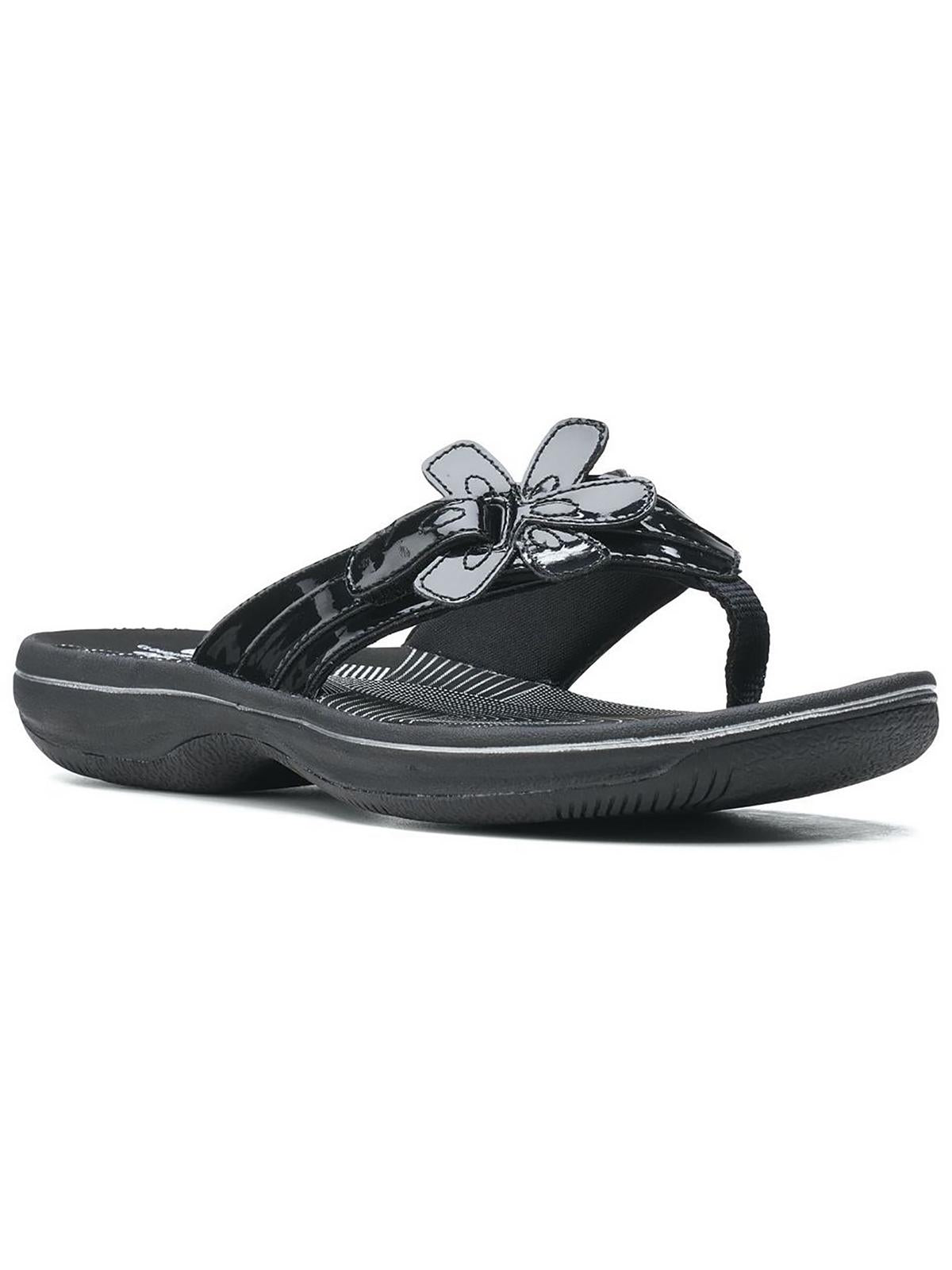 Cloudsteppers By Clarks Womens Patent Slip On Flip-flops In Black