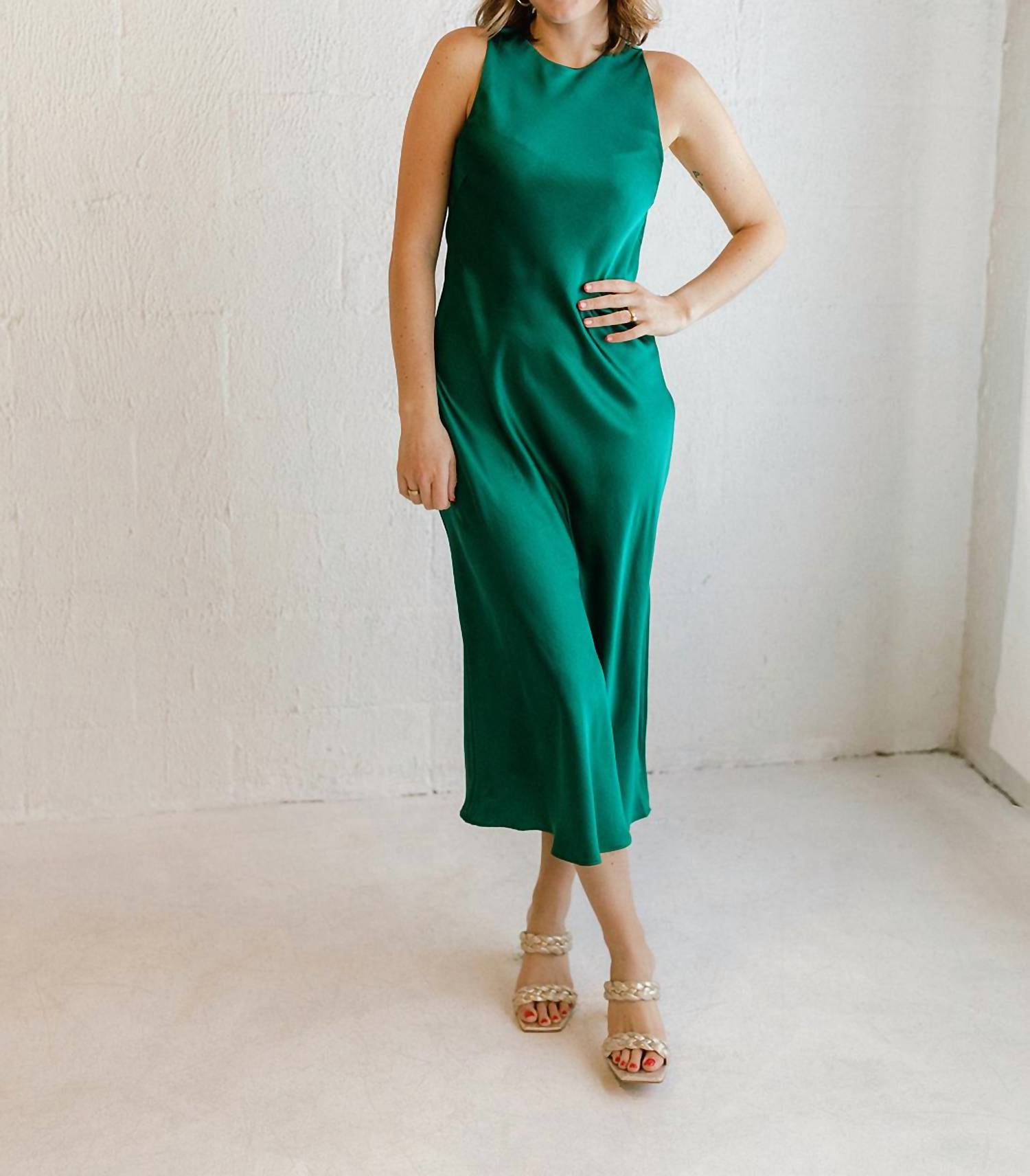 Shop Lucy Paris Shiv Bias Dress In Emerald In Green