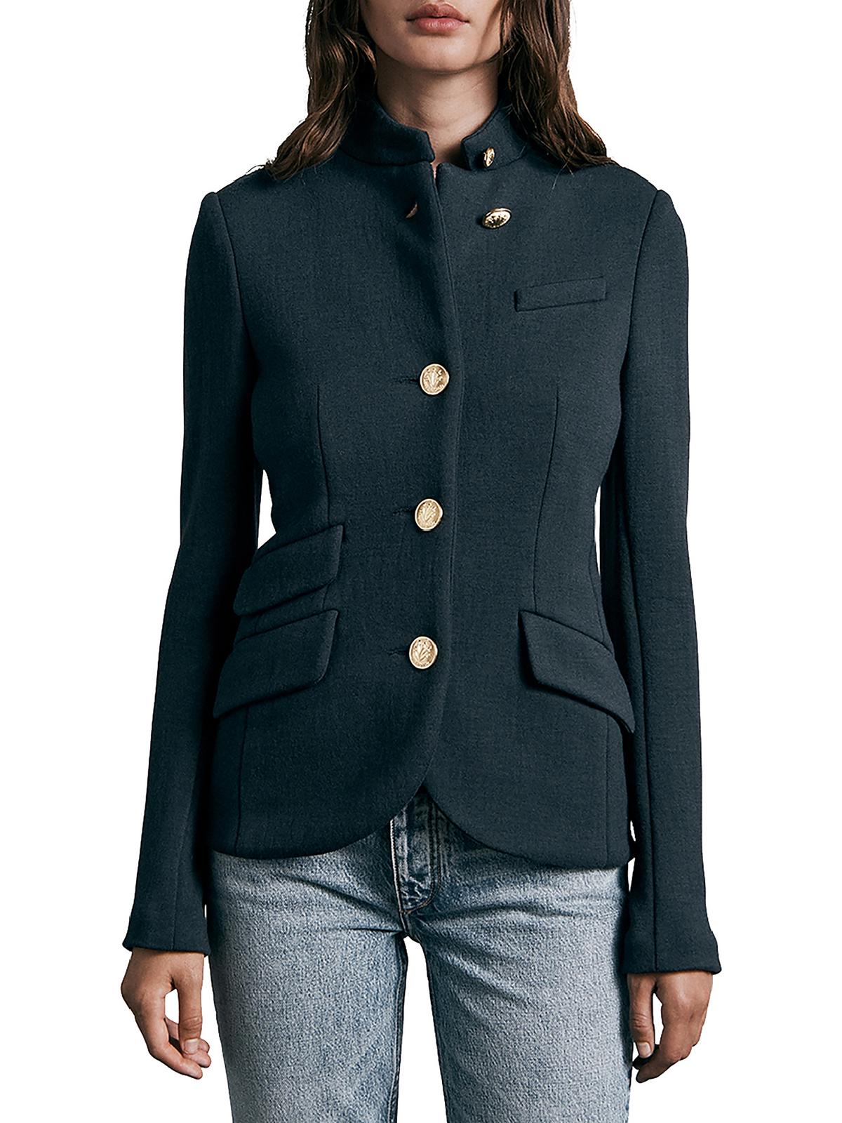 Rag & Bone Womens Solid Wool Collarless Blazer In Green