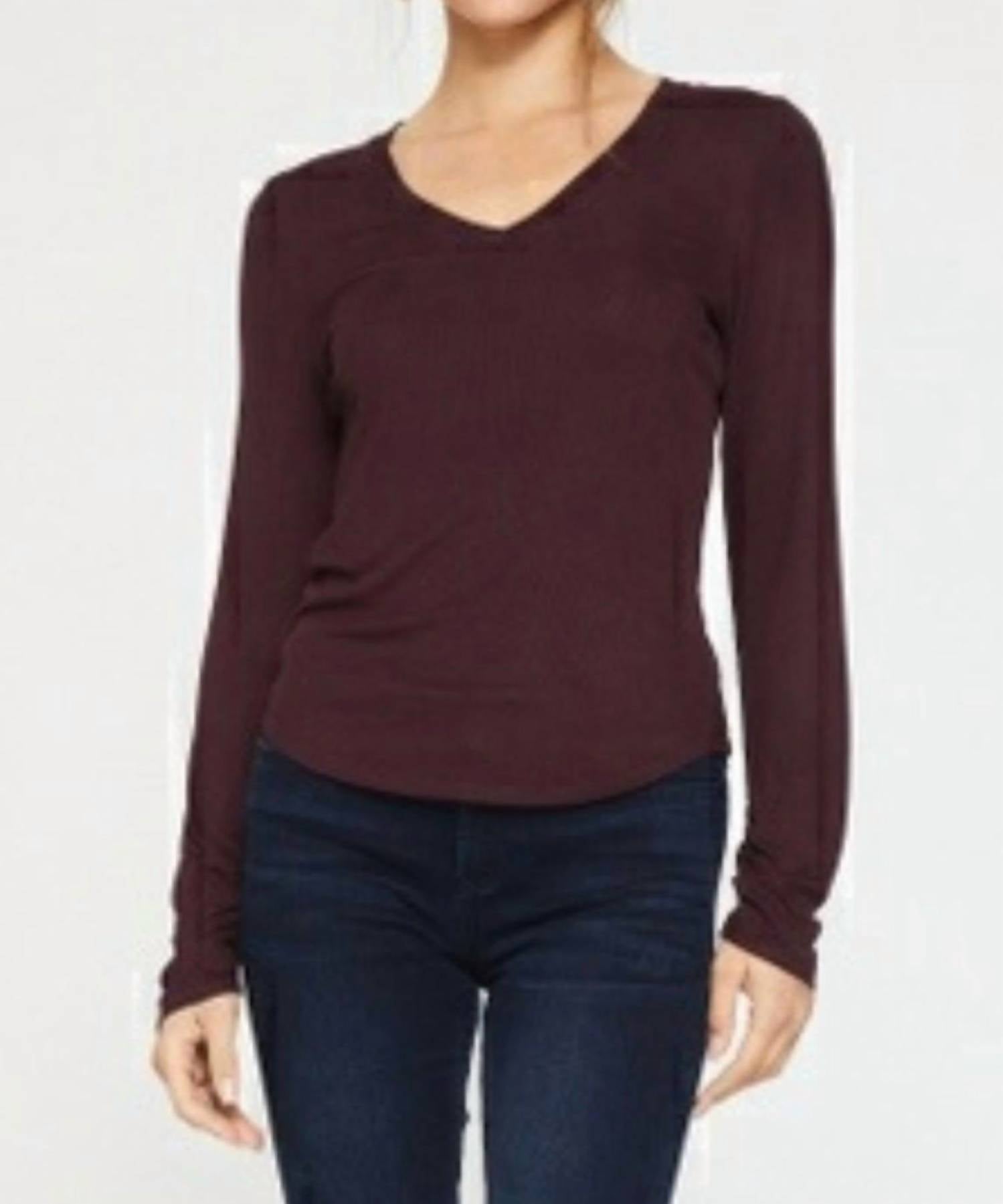 Shop Another Love Long Sleeve Ruched Cuff Top In Tawny Port In Red