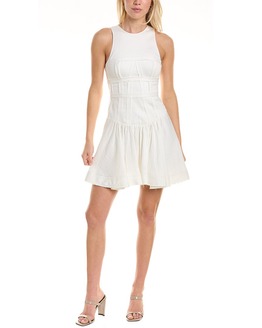 Aje Tidal Linen-blend Skater Dress In White