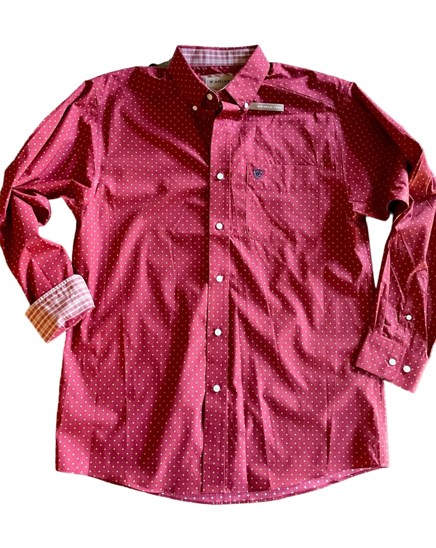 Shop Ariat Men Wrinkle Free Kaisen Classic Fit Shirt In Biking Red In Pink