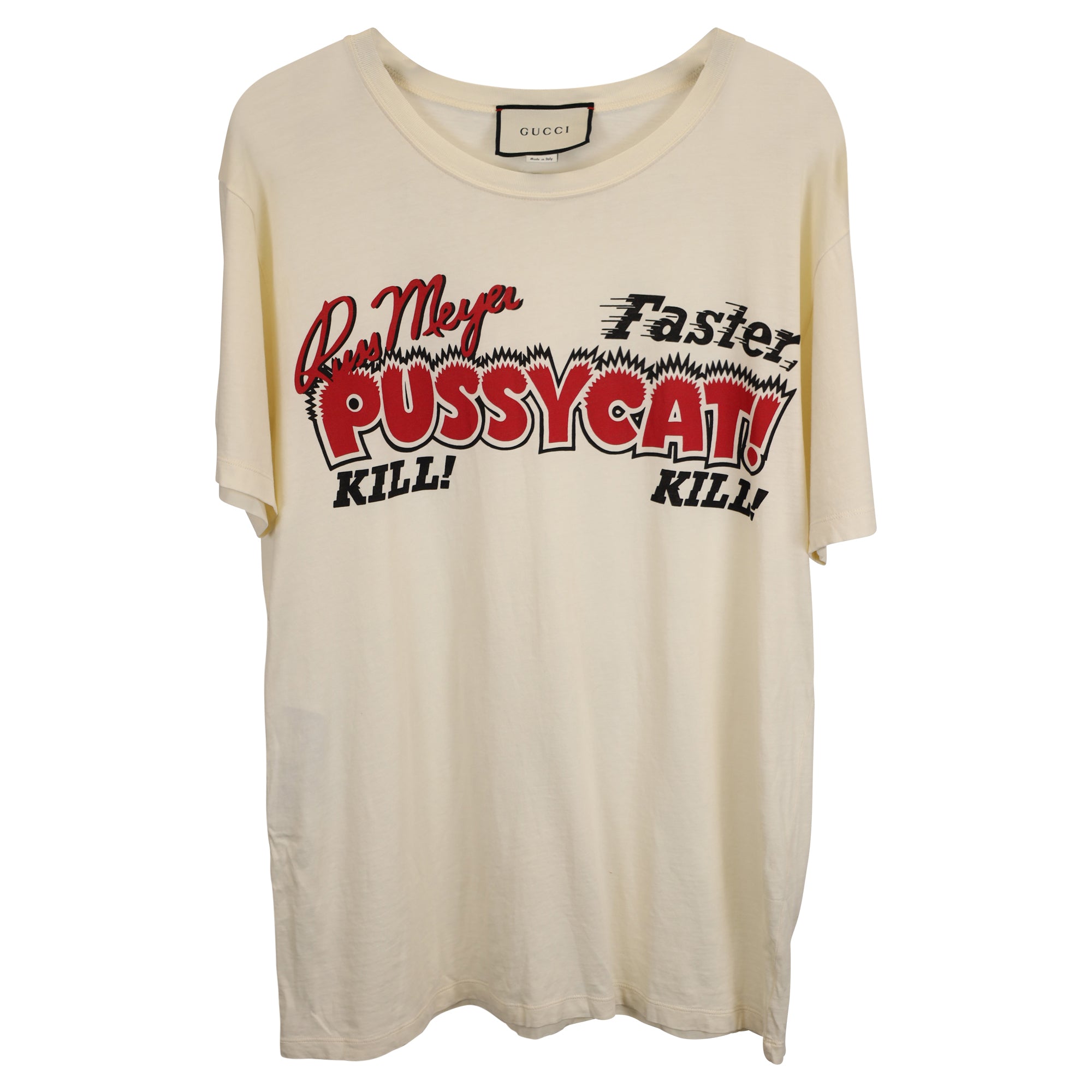 image of Gucci Faster Pussycat Kill Kill Movie T-shirt in Cream Cotton