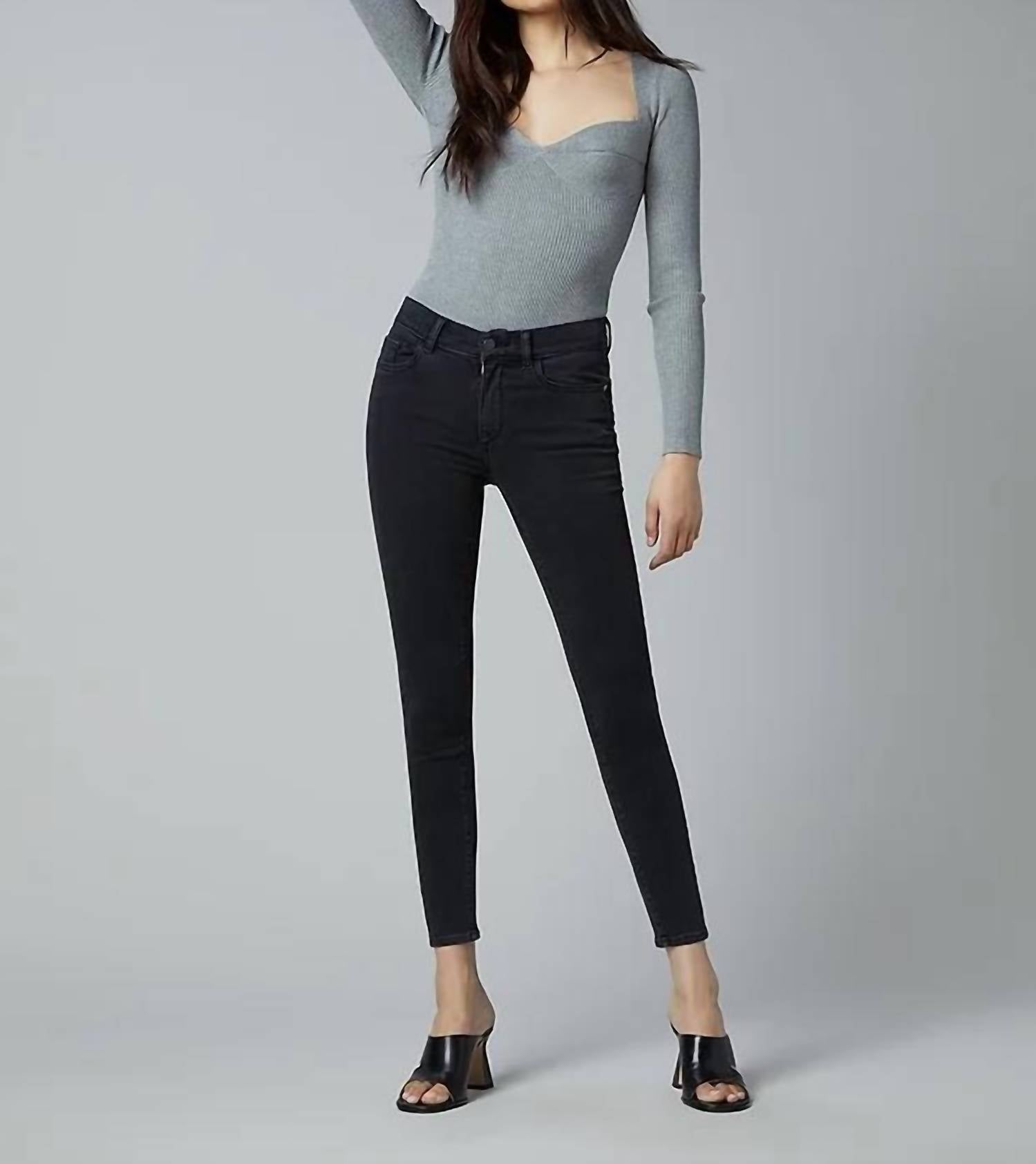 Dl1961 - Women's Florence Skinny: Mid Rise Instasculpt Ankle In Eclipse (ultimate) In Black