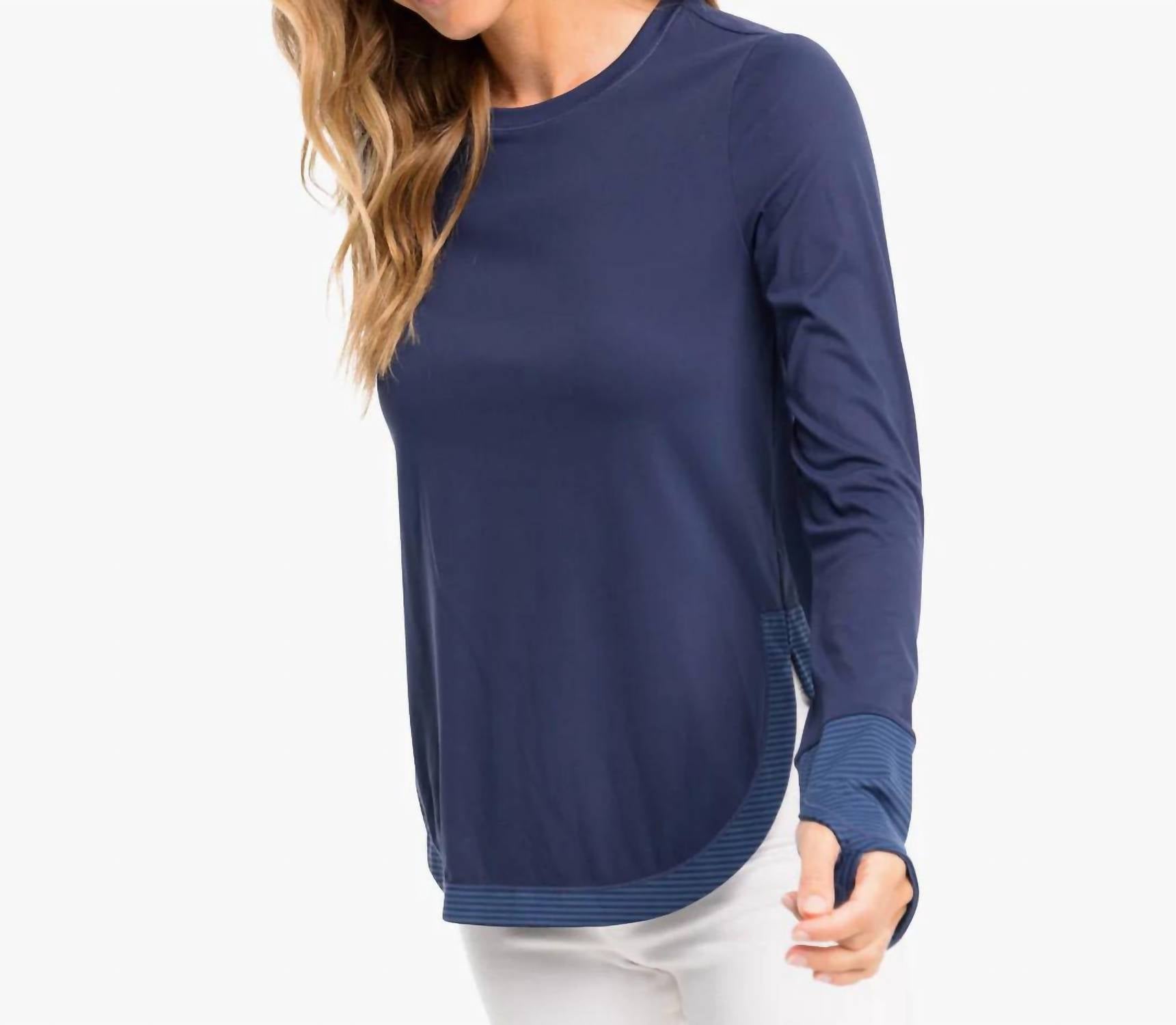 Shop Southern Tide Demy Long Sleeve Performance Top In Nautical Navy In Blue