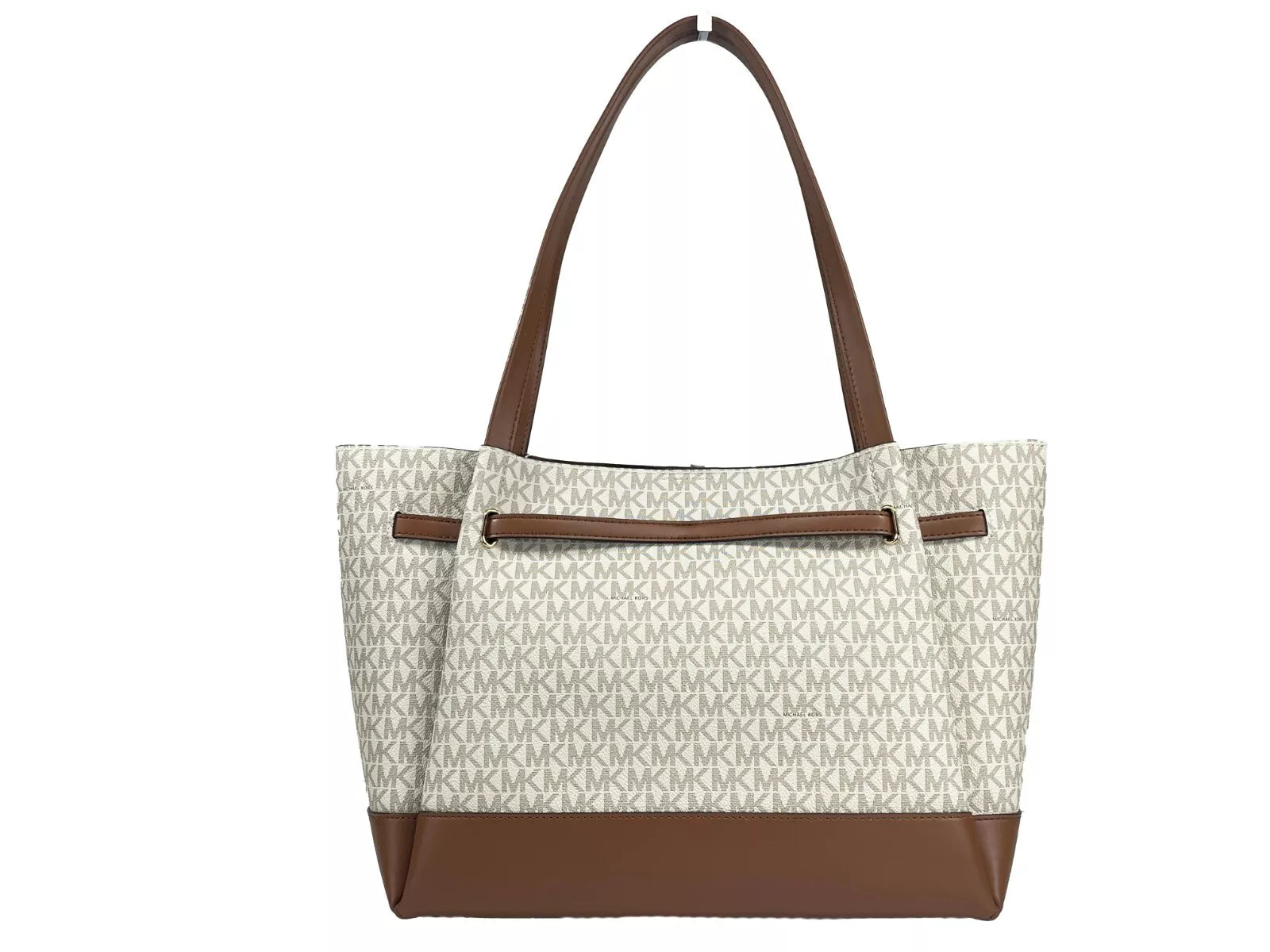 Michael Kors Reed Large Belted Tote Shoulder Bag Purse Women's ivory