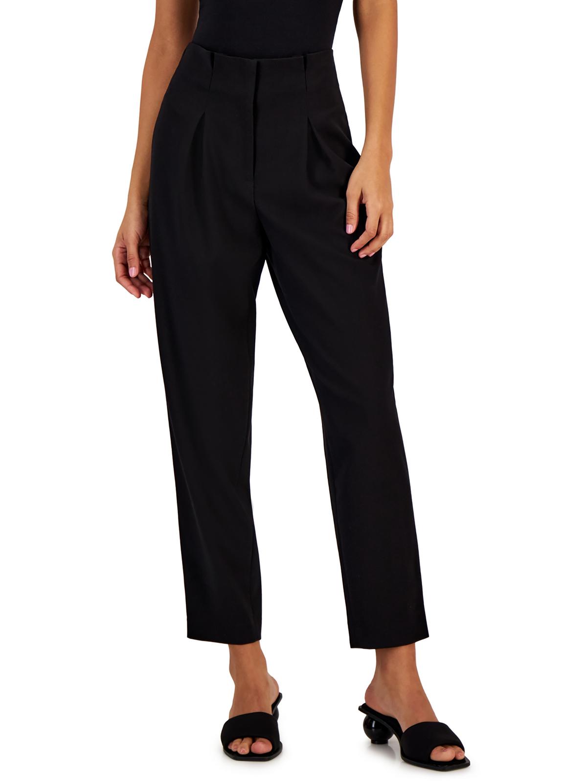 Bar Iii Womens Stretch Polyester Ankle Pants In Black