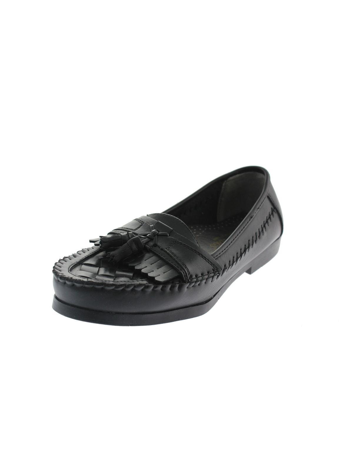 Shop Deer Stags Herman Mens Woven Faux Leather Tassel Loafers In Black