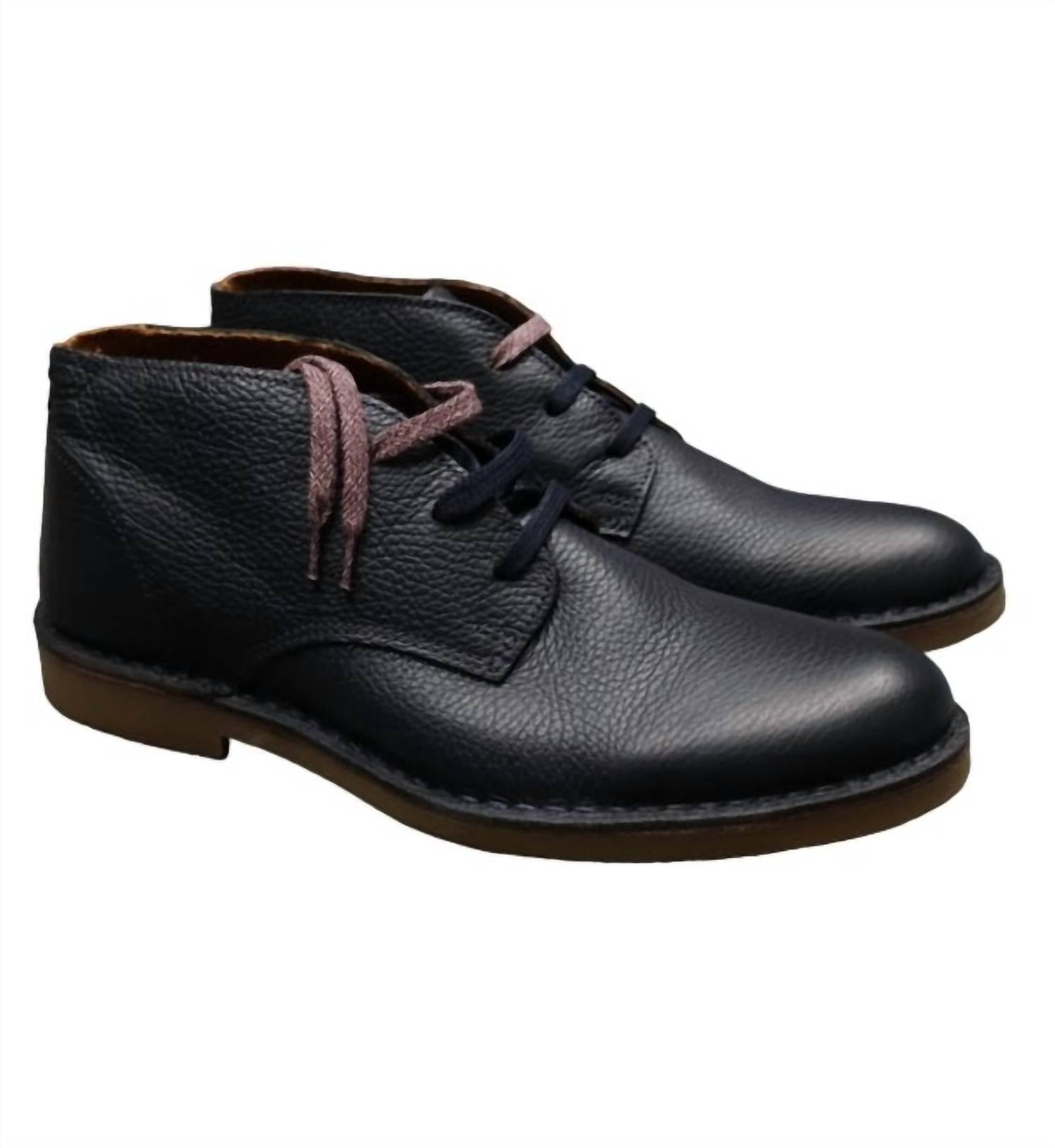 Shop Selected Men's Royce Desert Leather Boot In Dark Navy In Black