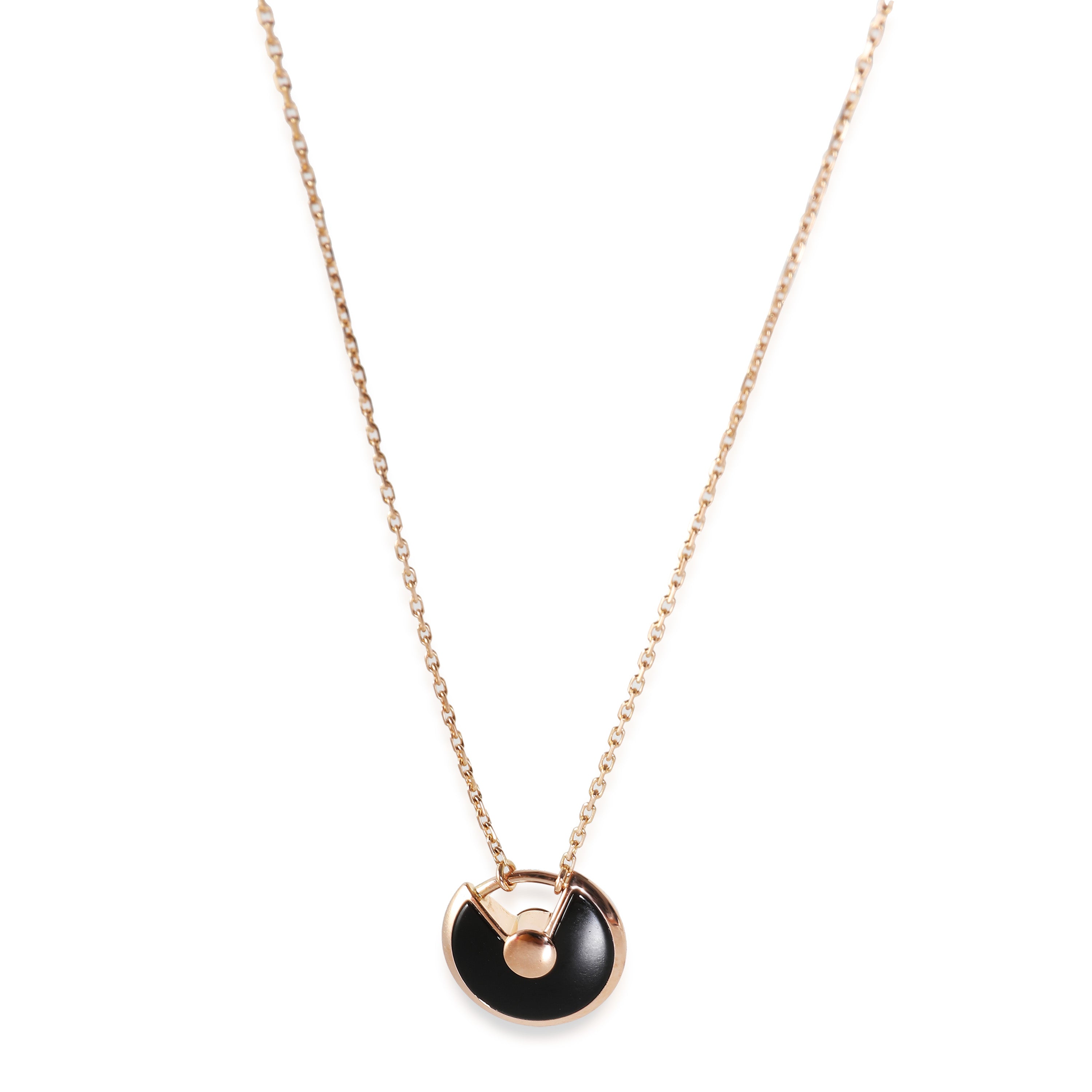 Image of Cartier Amulette de Cartier Onyx Necklace in 18k Rose Gold 0.02 CTW