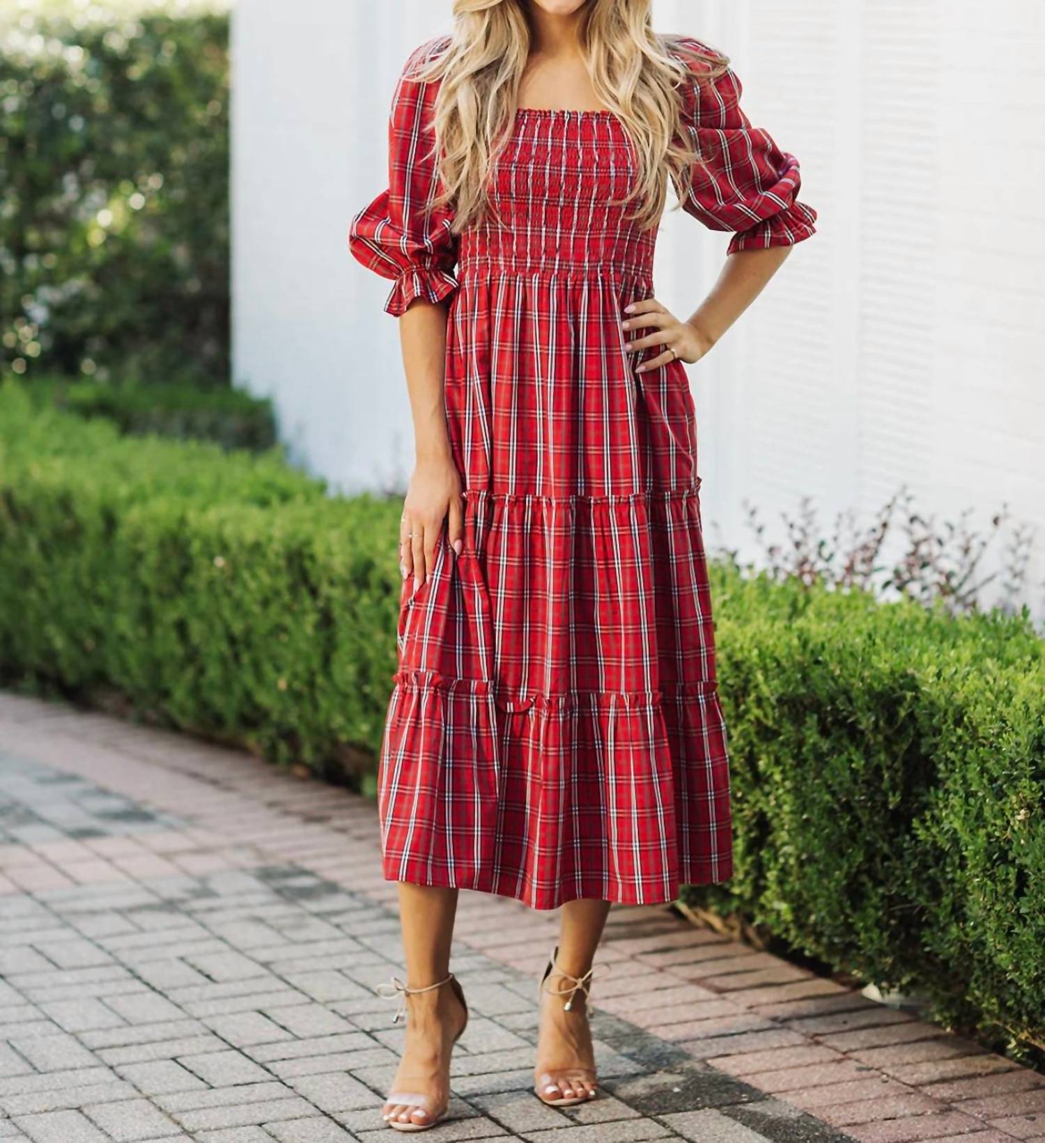 Shop J.marie Women's Midi Dress In Red Gingham