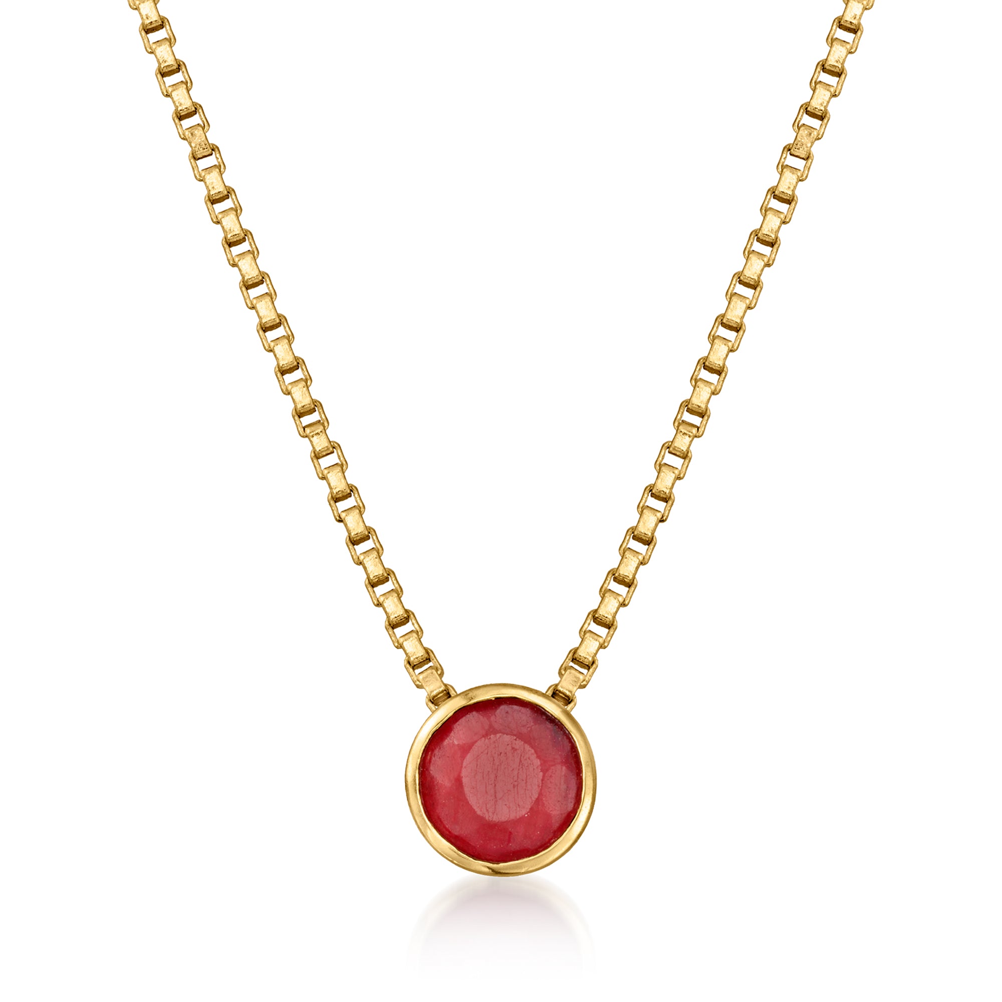 Ross-simons Ruby Necklace In 18kt Gold Over Sterling In Metallic