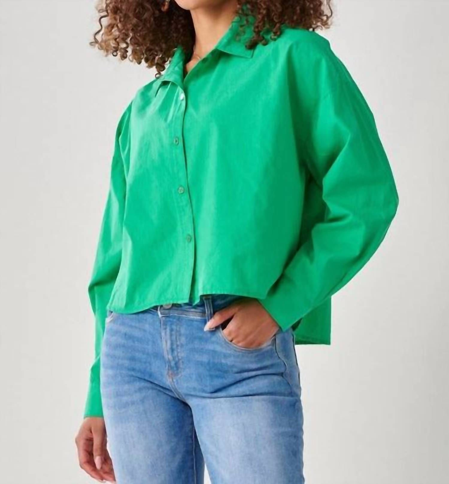 Shop Giftcraft Khloe Box Blouse In Emerald Green