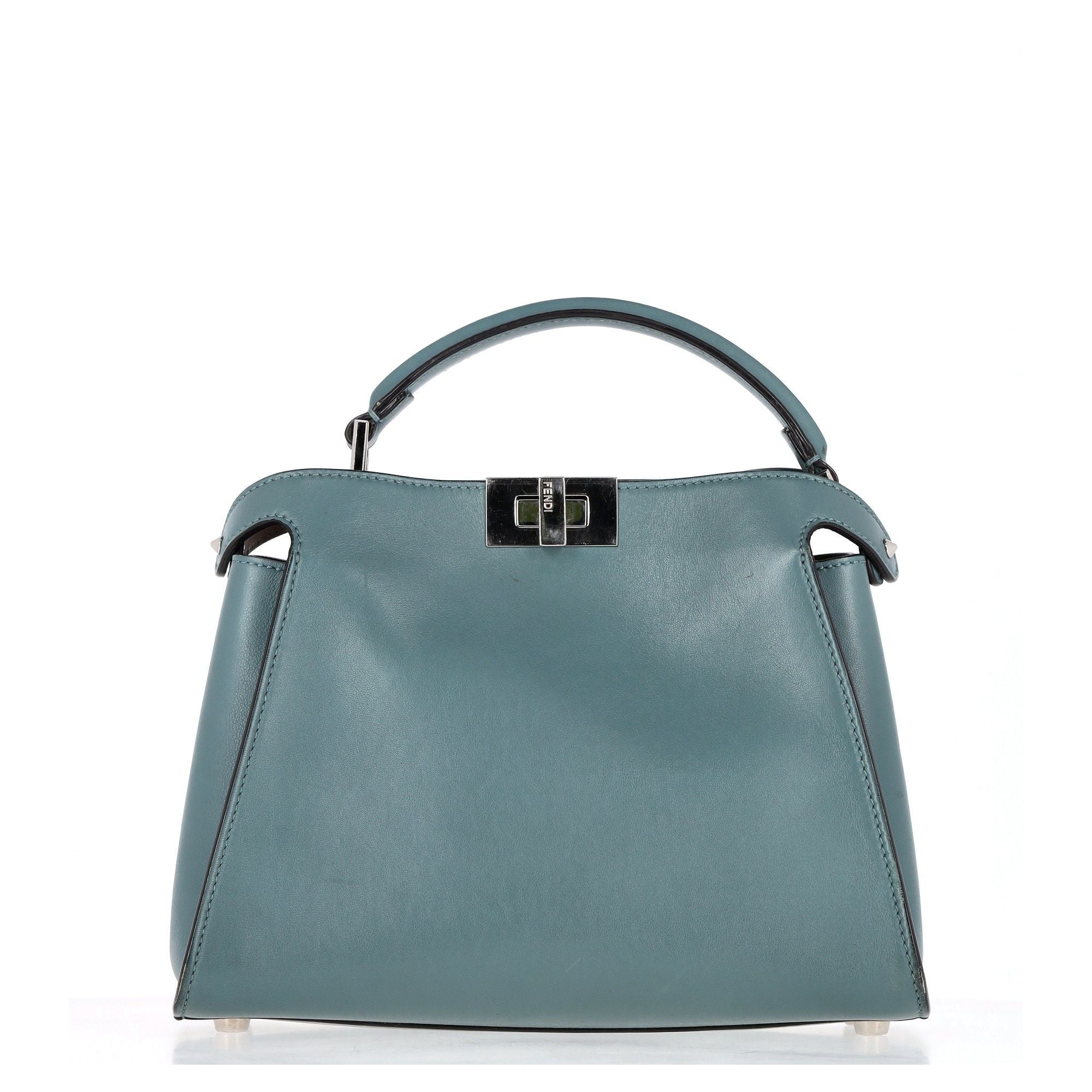 image of Fendi Peekaboo Handbag in Blue Leather