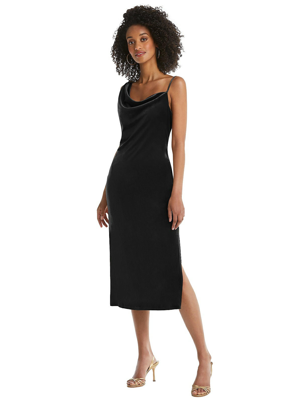 Shop Social Asymmetrical One-shoulder Velvet Midi Slip Dress In Black