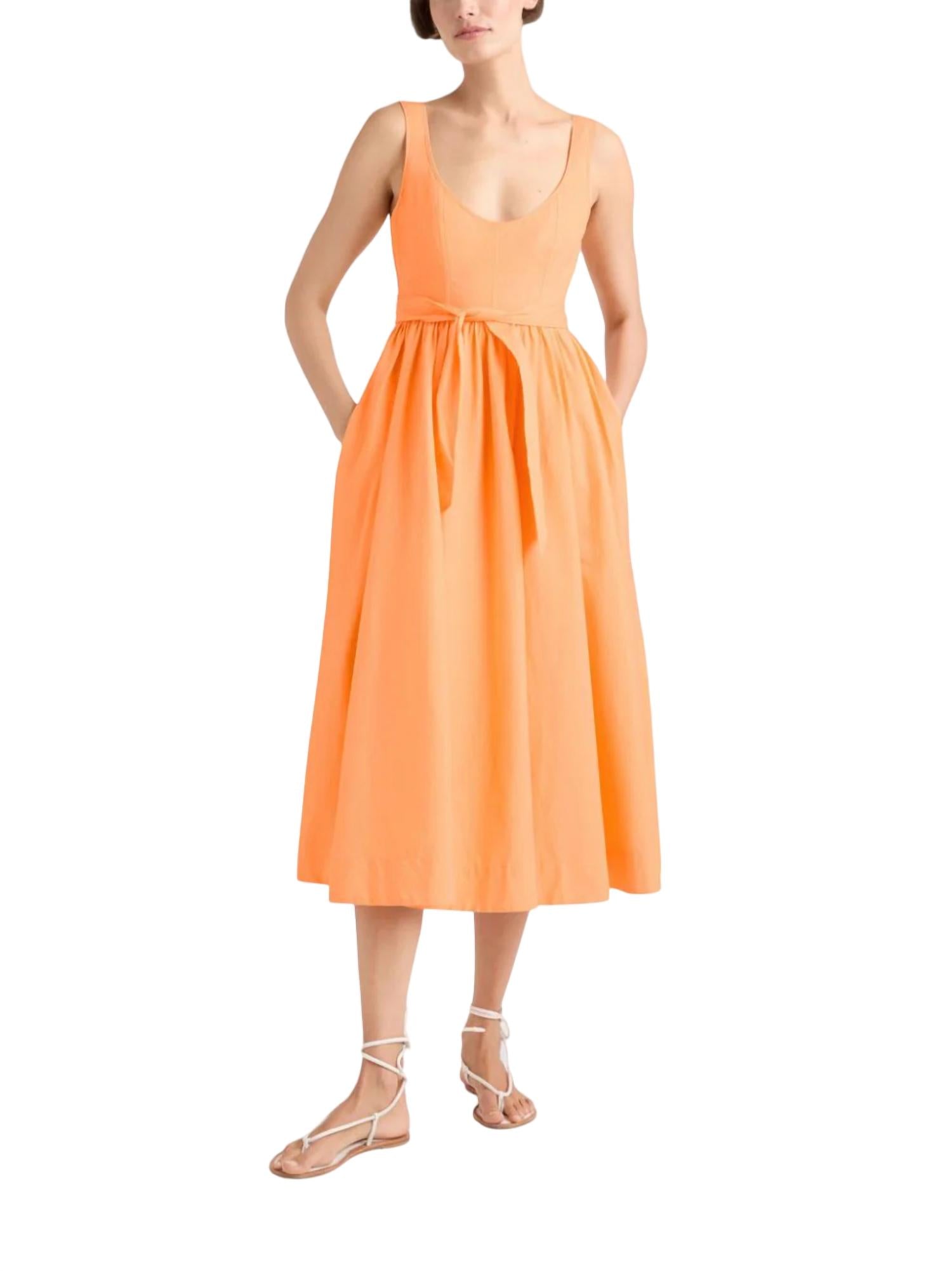 Cinq À Sept Kilah Draped Midi Dress In Orange