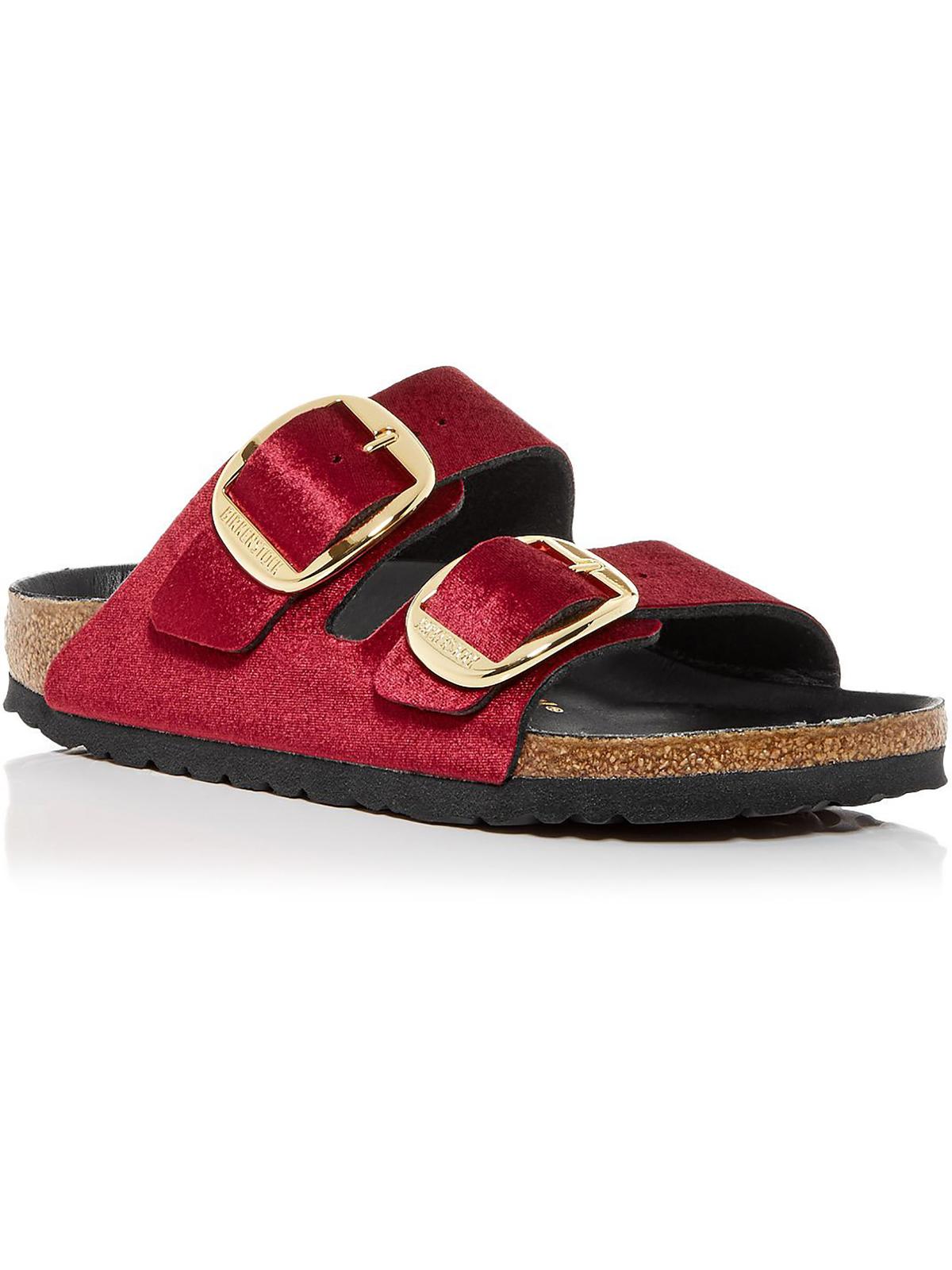 Shop Birkenstock Arizona Rivet Logo Womens Canvas Slip On Slide Sandals In Red