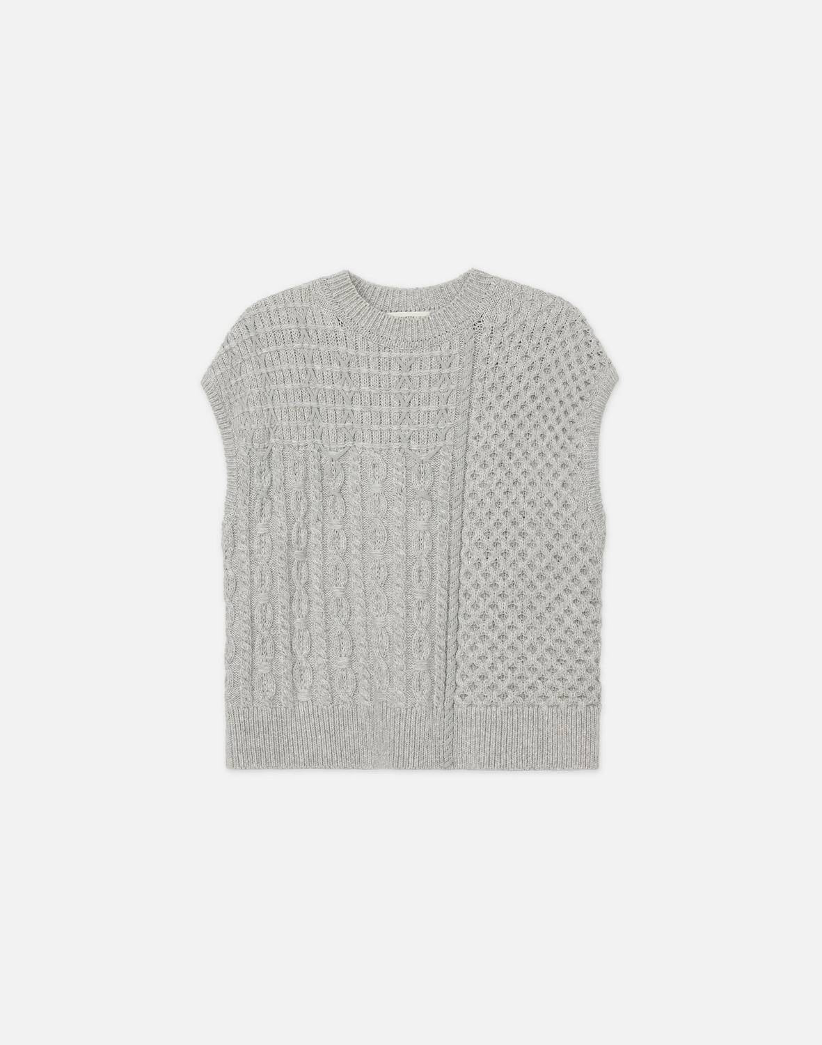 Shop Lafayette 148 Women's Chainette Cable Vest In Grey Heather