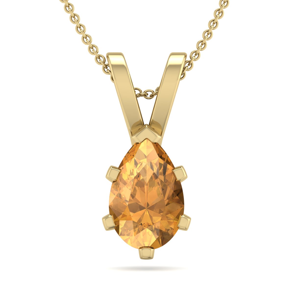 Sselects 3/4 Carat Pear Shape Citrine Necklace In 14k Yellow Over Sterling Silver In Gold