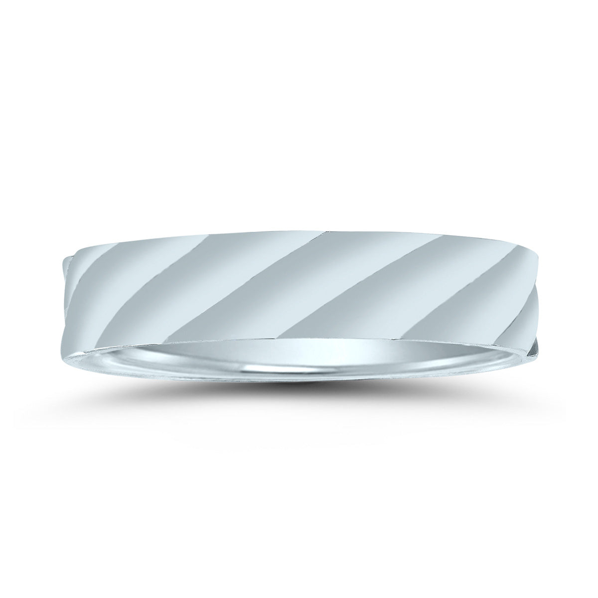 Sselects Men's Raised Wave Design 5mm Wedding Band In 10k White Gold In Neutral
