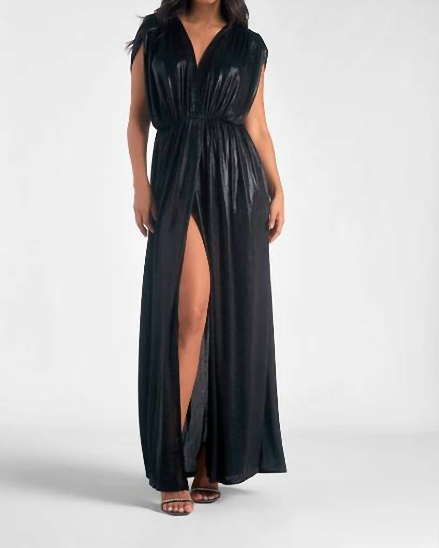 Shop Elan High Slit Dress In Black