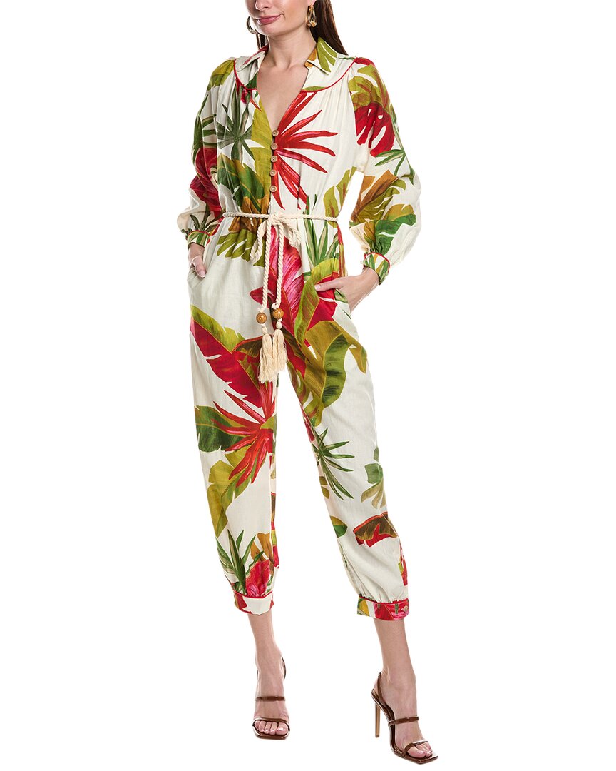 Farm Rio Spring Forest Jumpsuit In Green