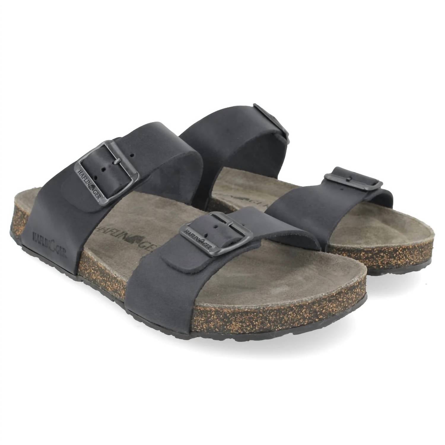 Shop Haflinger Women's Andrea Leather Sandal In Black In Grey