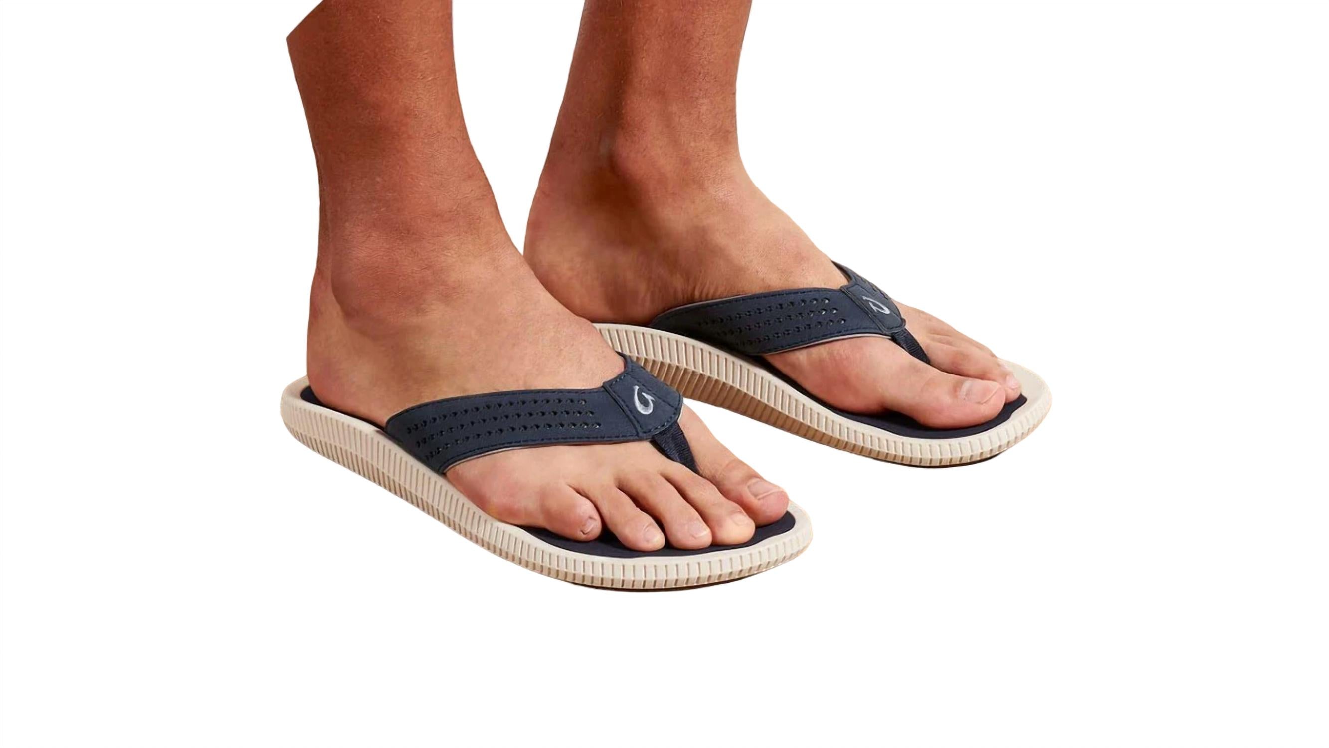 Shop Olukai Men's Ulele Flip Flops In Blue Depth/ Blue Depth