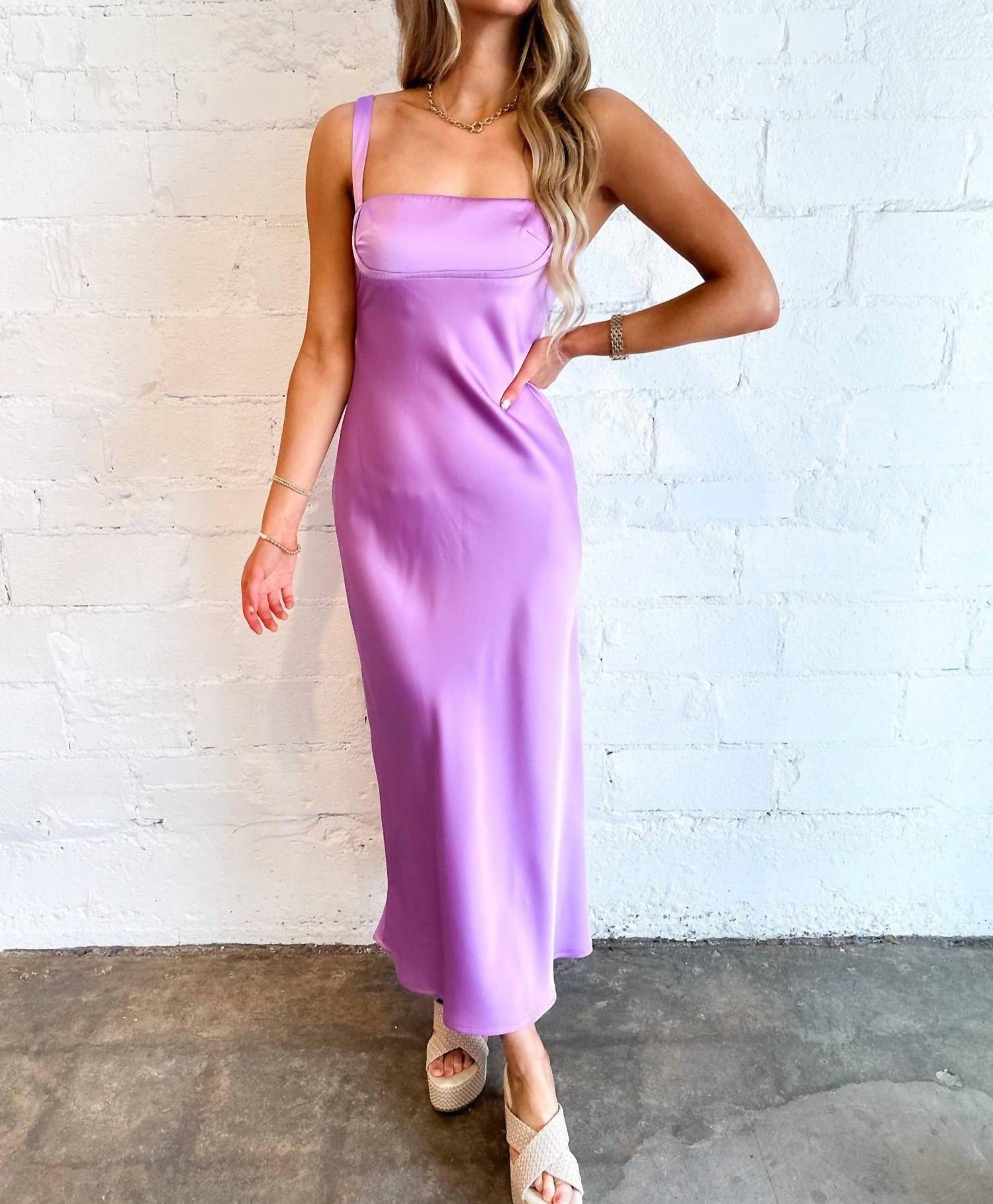 Astr Stacie Satin Maxi Dress In Lavender In Purple