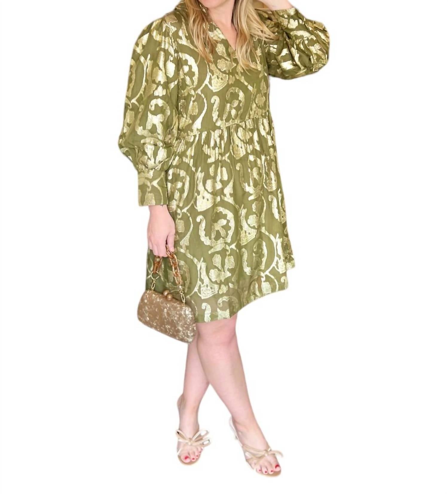 Shop Emily Lovelock Scarlet Dress In Olive In Green
