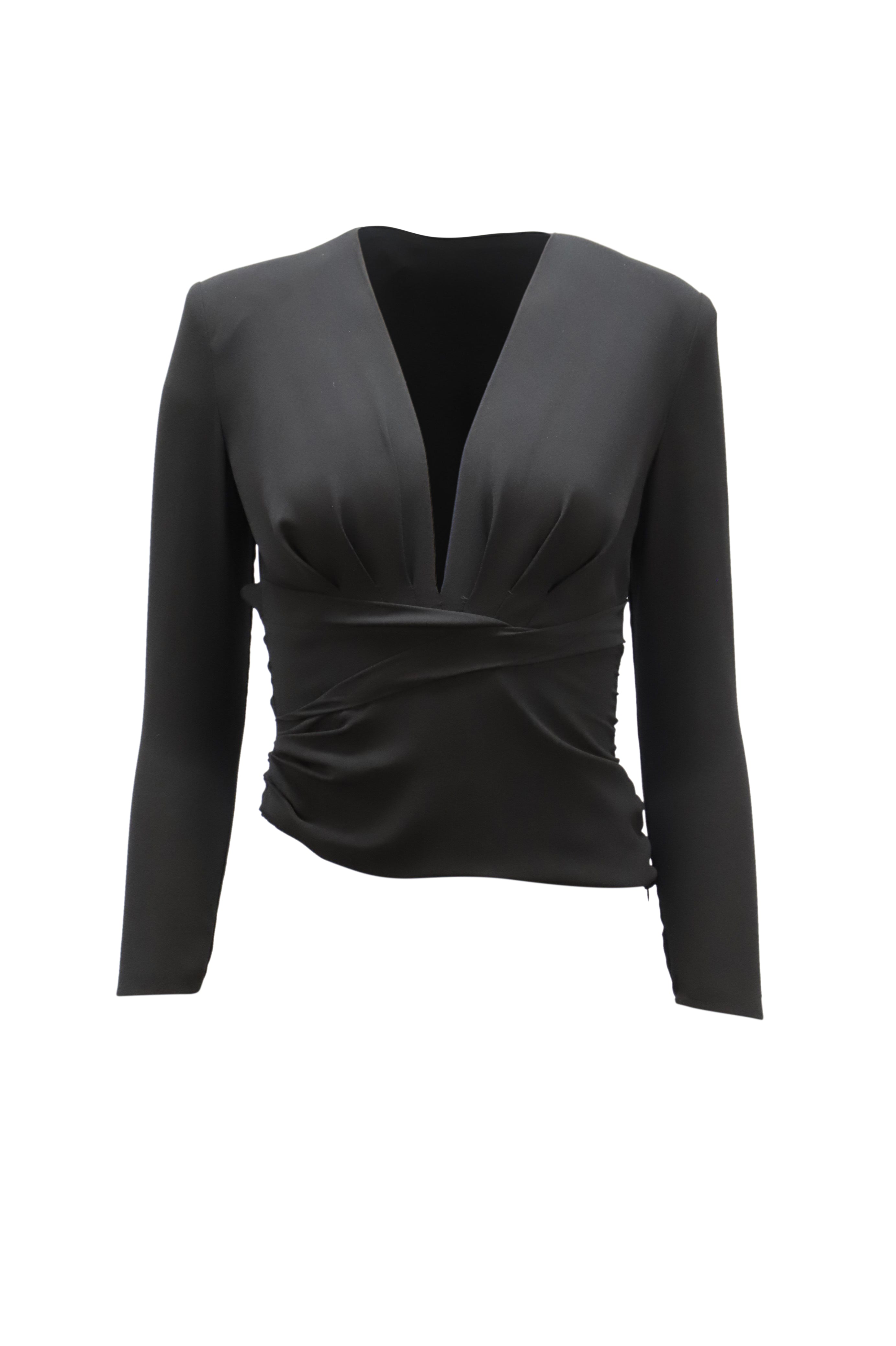 Image of Iro Madera V Neck Padded Top in Black Polyester