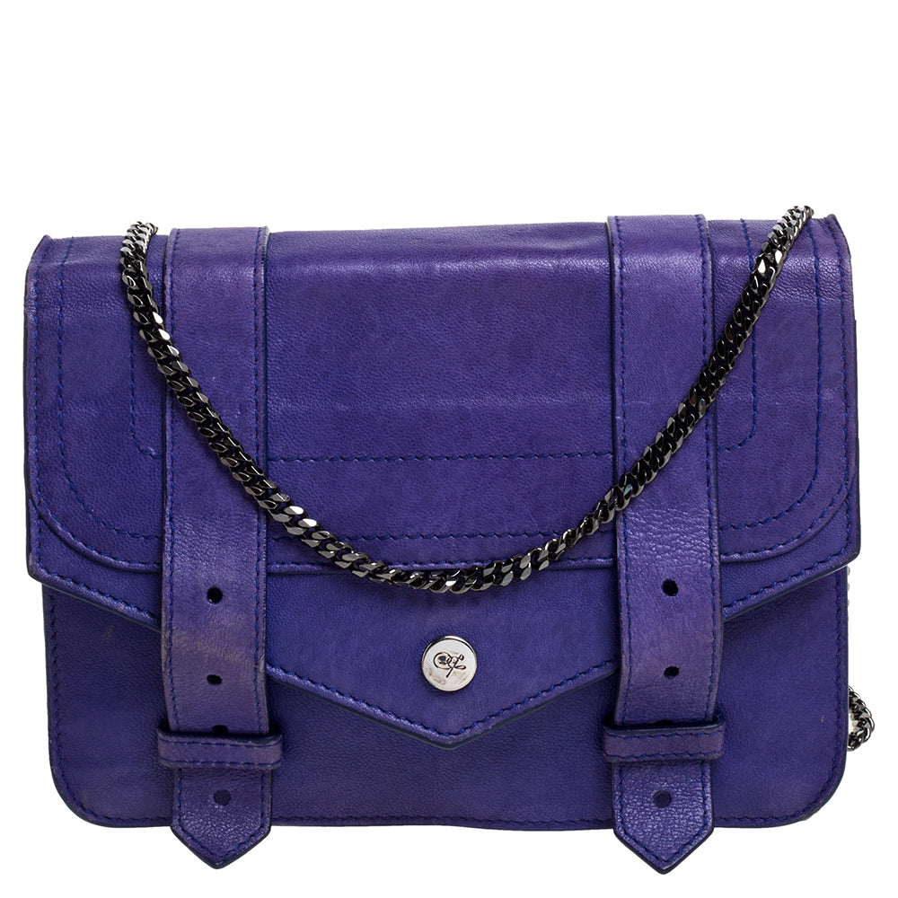 Proenza Schouler Leather Ps1 Wallet On Chain In Blue