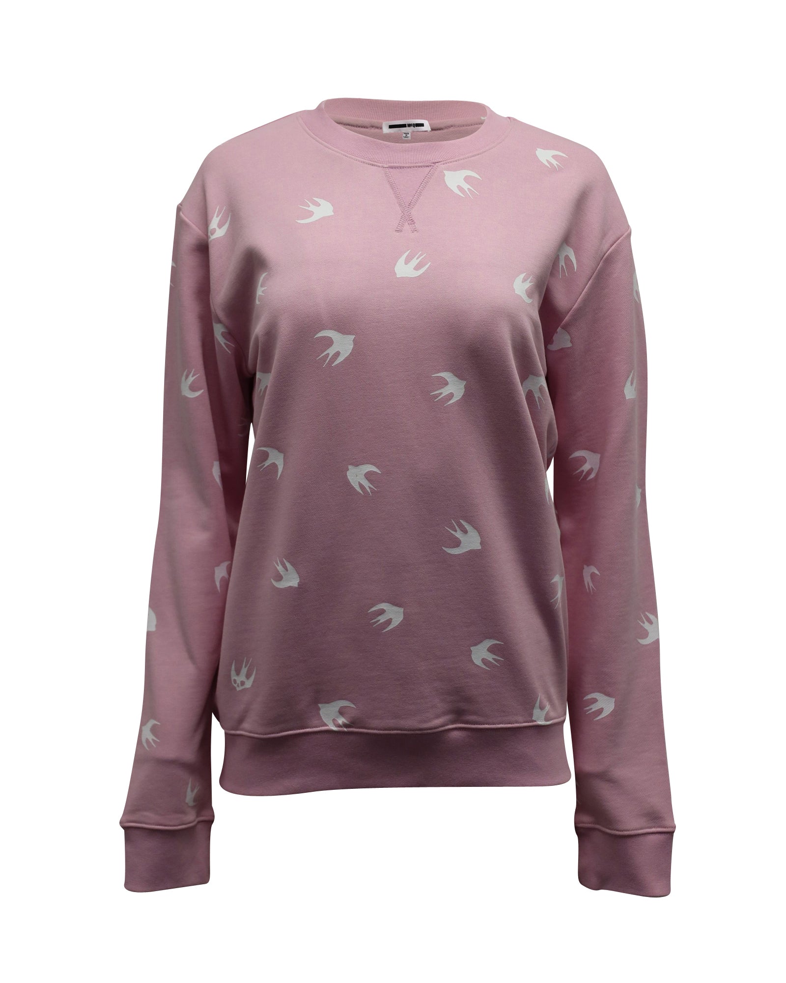 image of Alexander McQueen Swallow Printed Sweatshirt in Pink Cotton