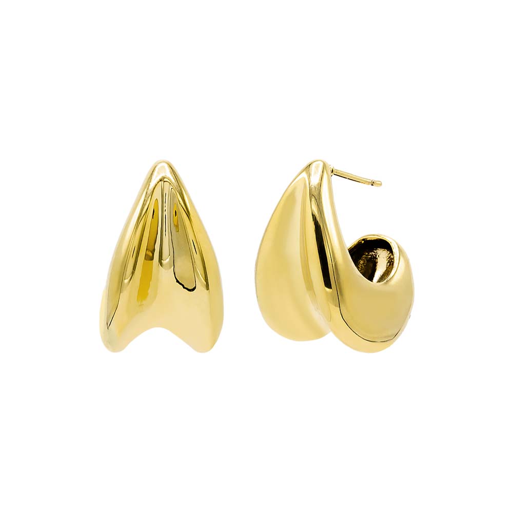 Shop Adina Eden Solid Wide Curved Chunky Stud Earring In Gold