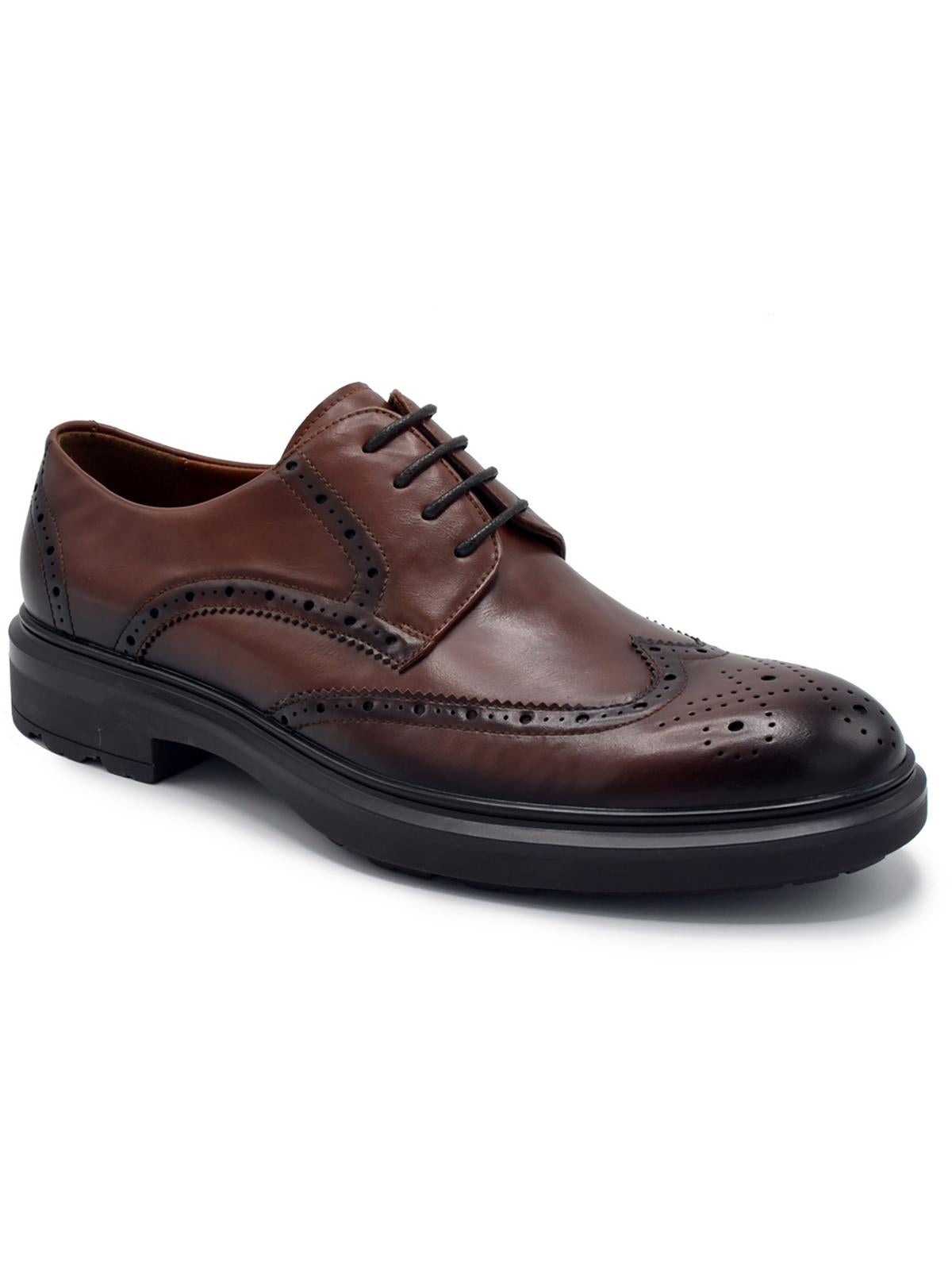 Shop Aston Marc Mens Faux Leather Wingtip Oxfords In Brown