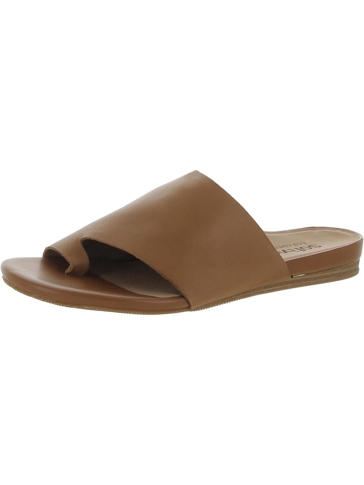 Softwalk Corsica Womens Leather Slip On Thong Sandals In Brown