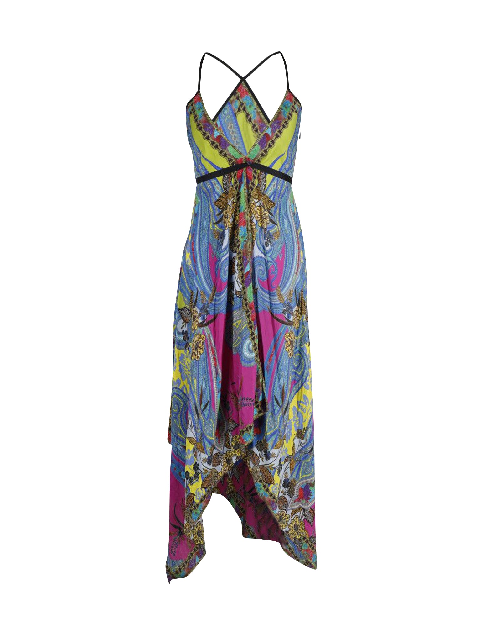 image of Etro Printed Halter Maxi Dress in Multicolor Silk