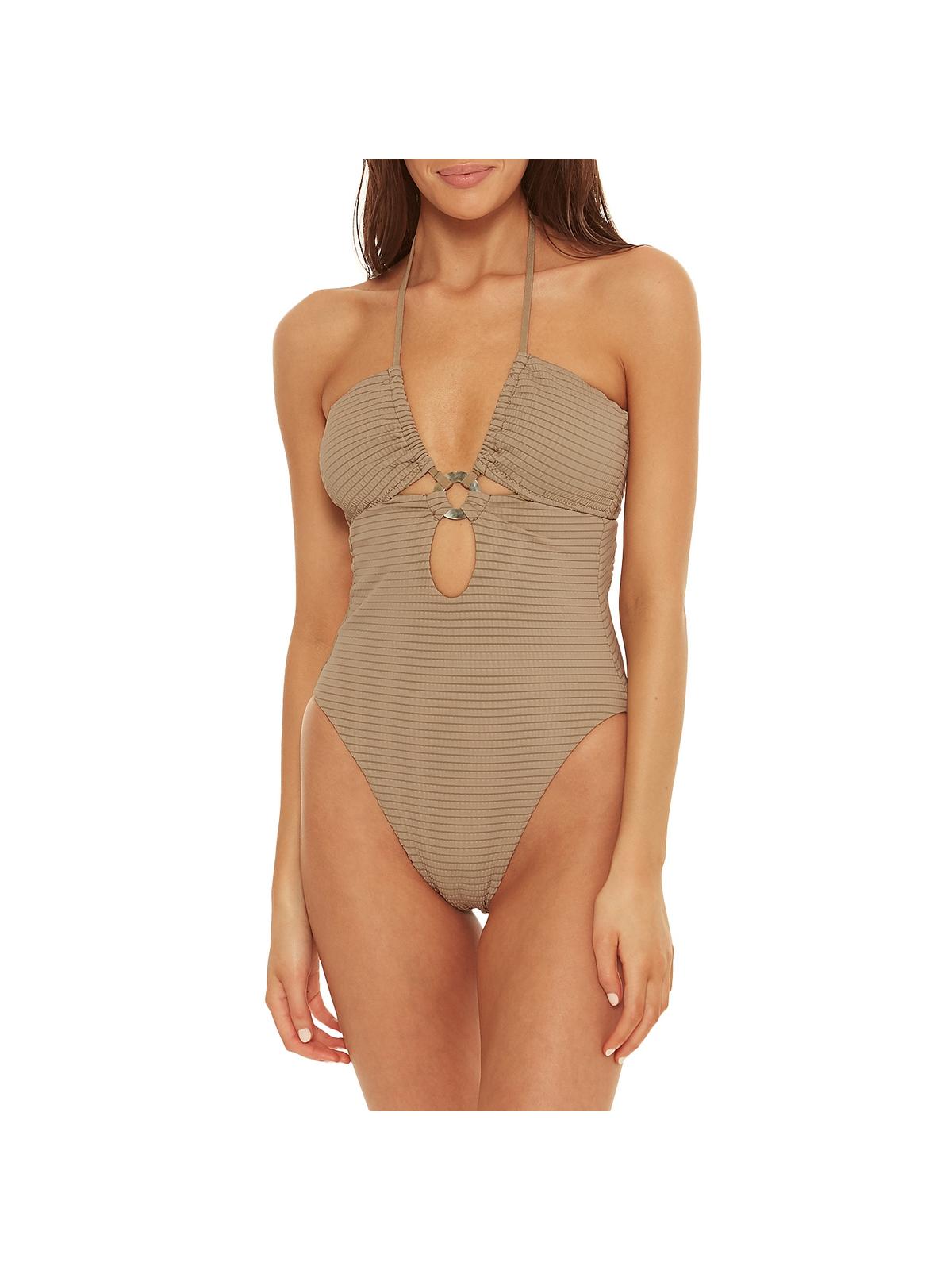 Isabella Rose Womens Cut-out Nylon One-piece Swimsuit In Gray