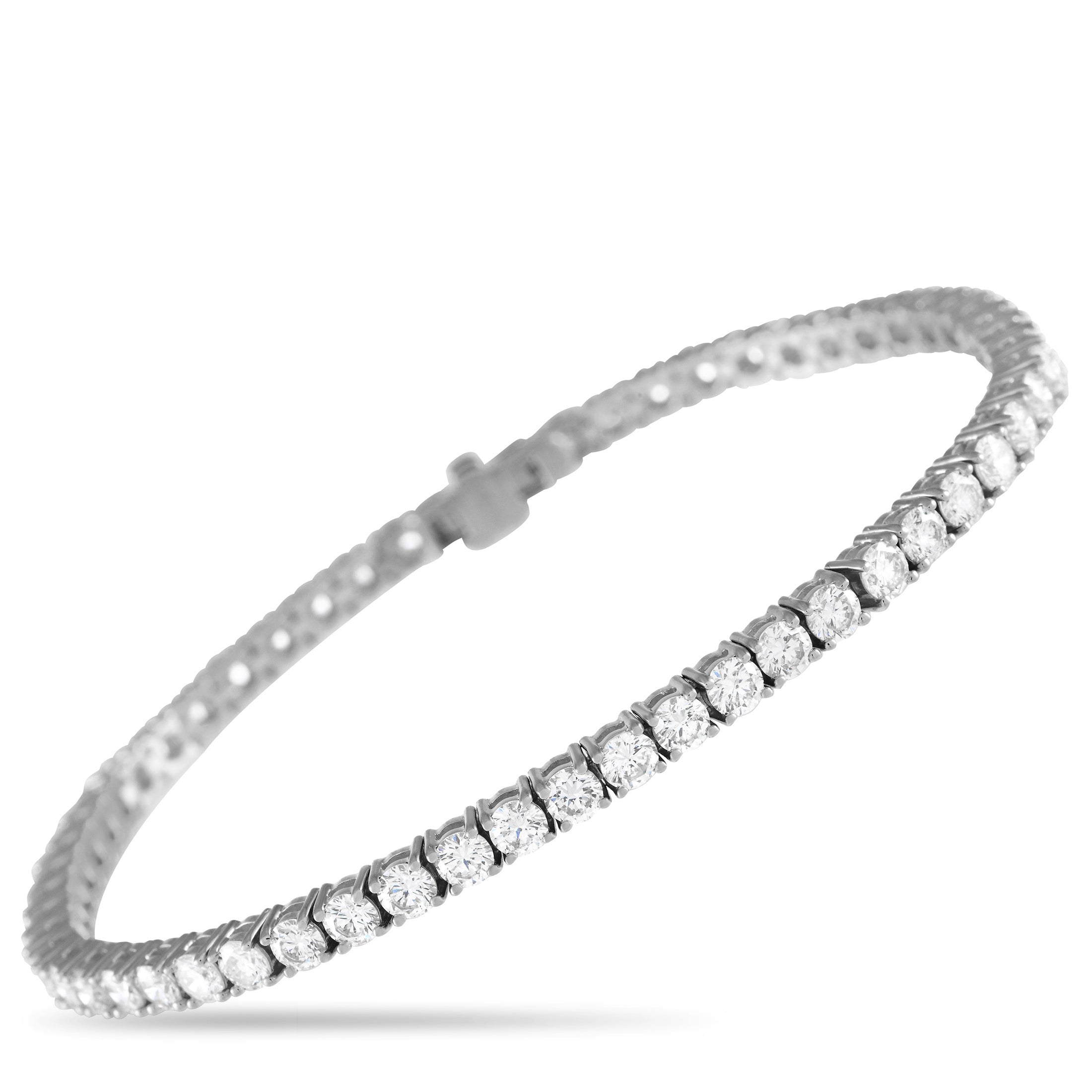 Non Branded Lb Exclusive 18k White Gold 6.57ct Diamond Tennis Bracelet Mf13-052424 In Metallic
