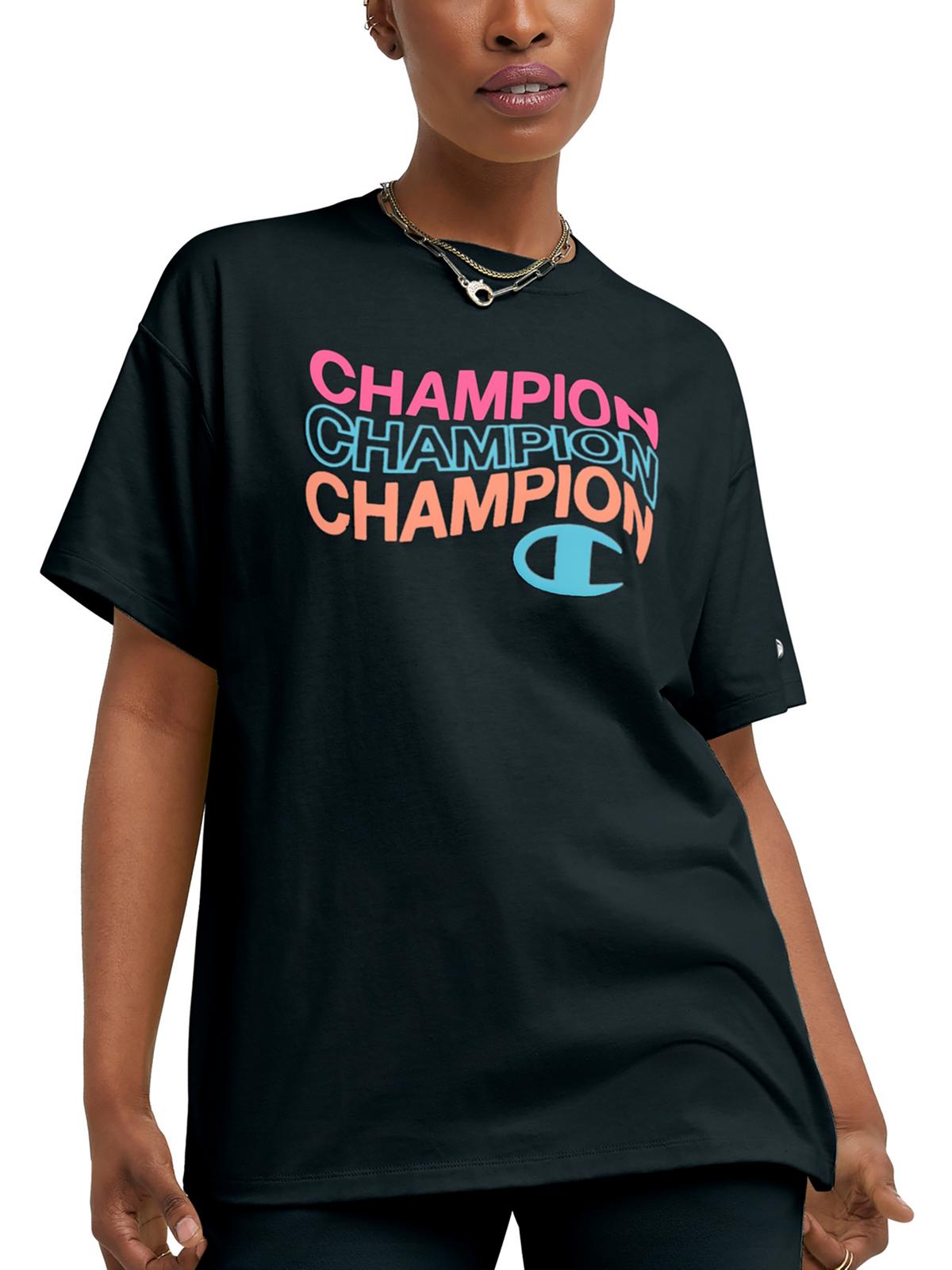 Champion Womens Short Sleeve Logo Graphic T-shirt In Black